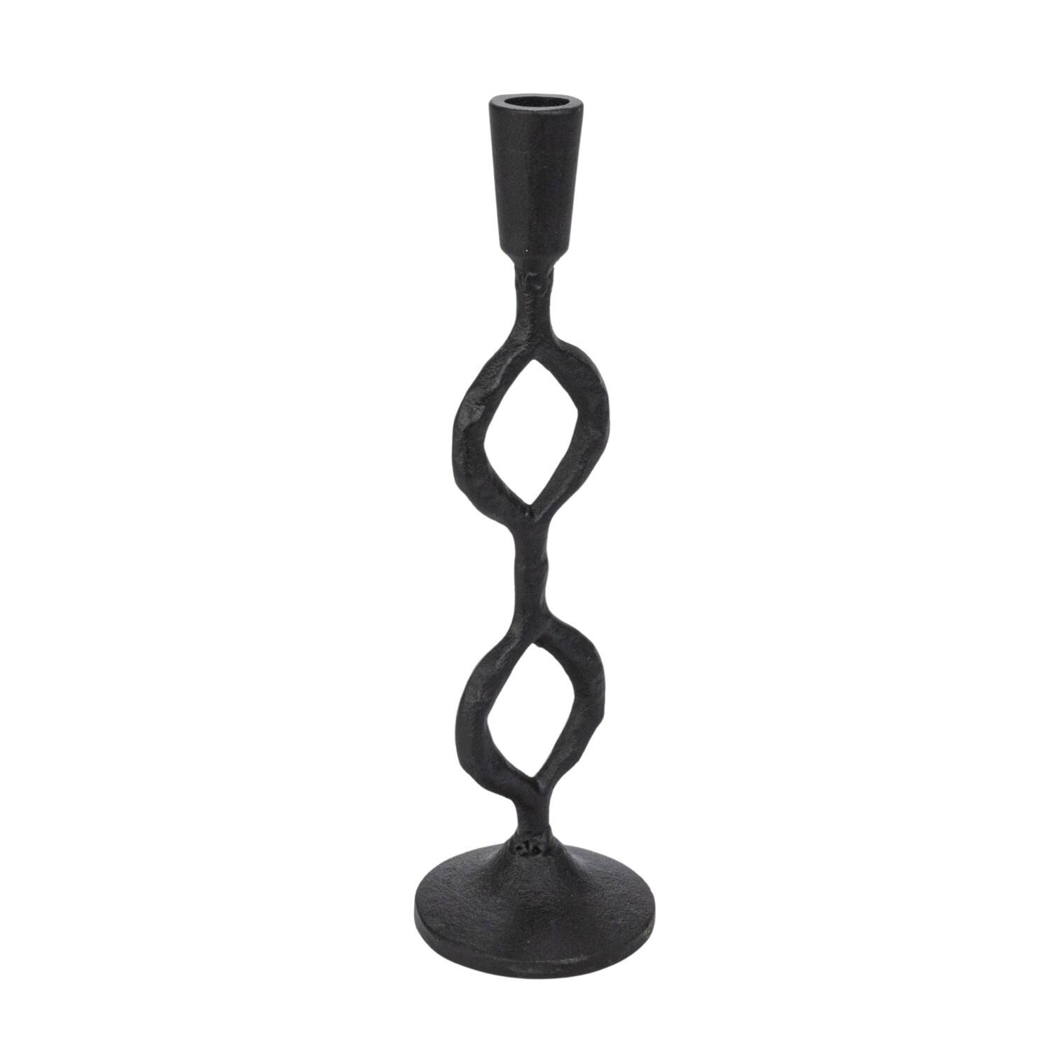 Hello Honey&#xAE; Black Decorative Cast Metal Taper Candle Holder