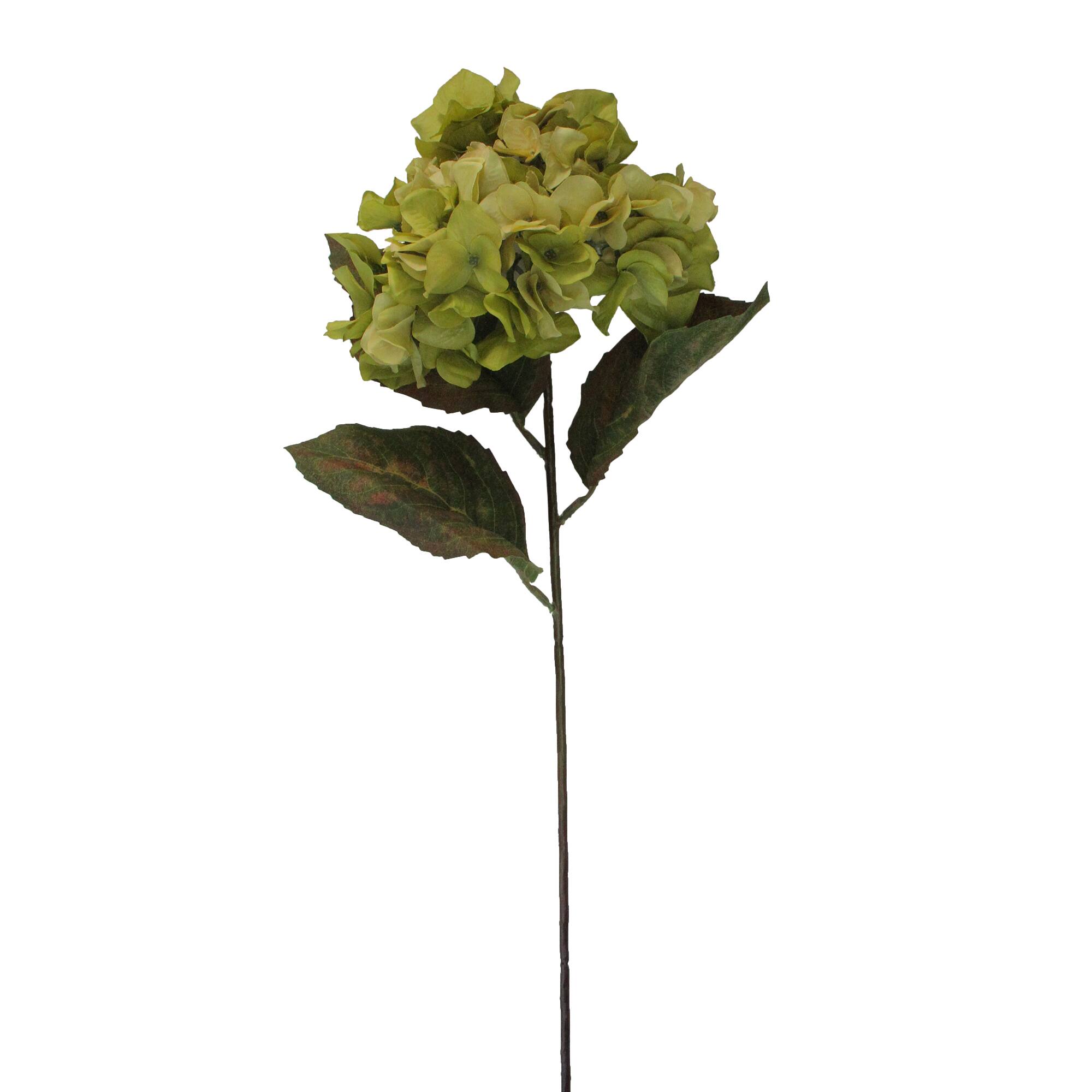 Olive Green & Light Green Artificial Hydrangea Silk Spray