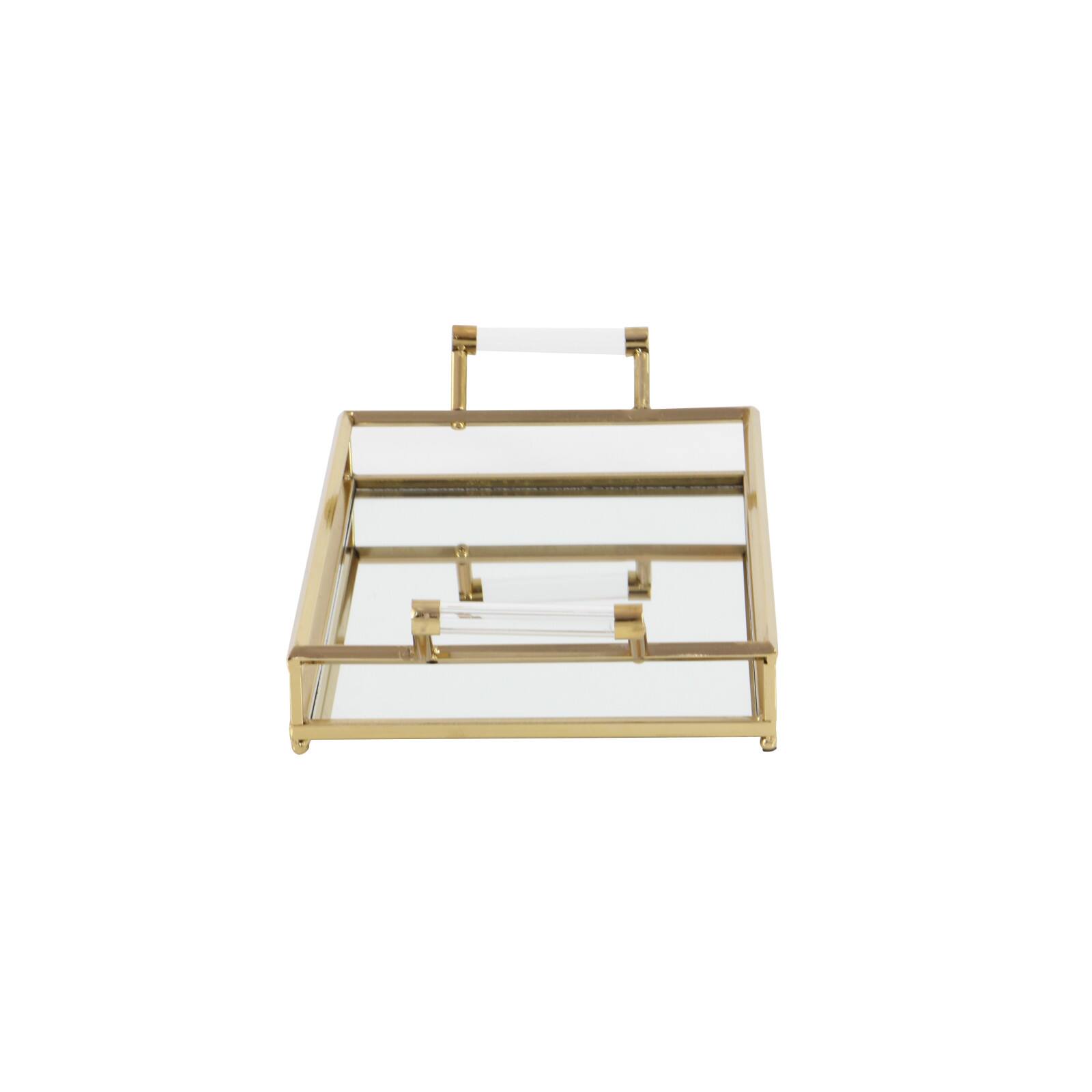 CosmoLiving by Cosmopolitan 22&#x22; Gold Metal Glam Tray