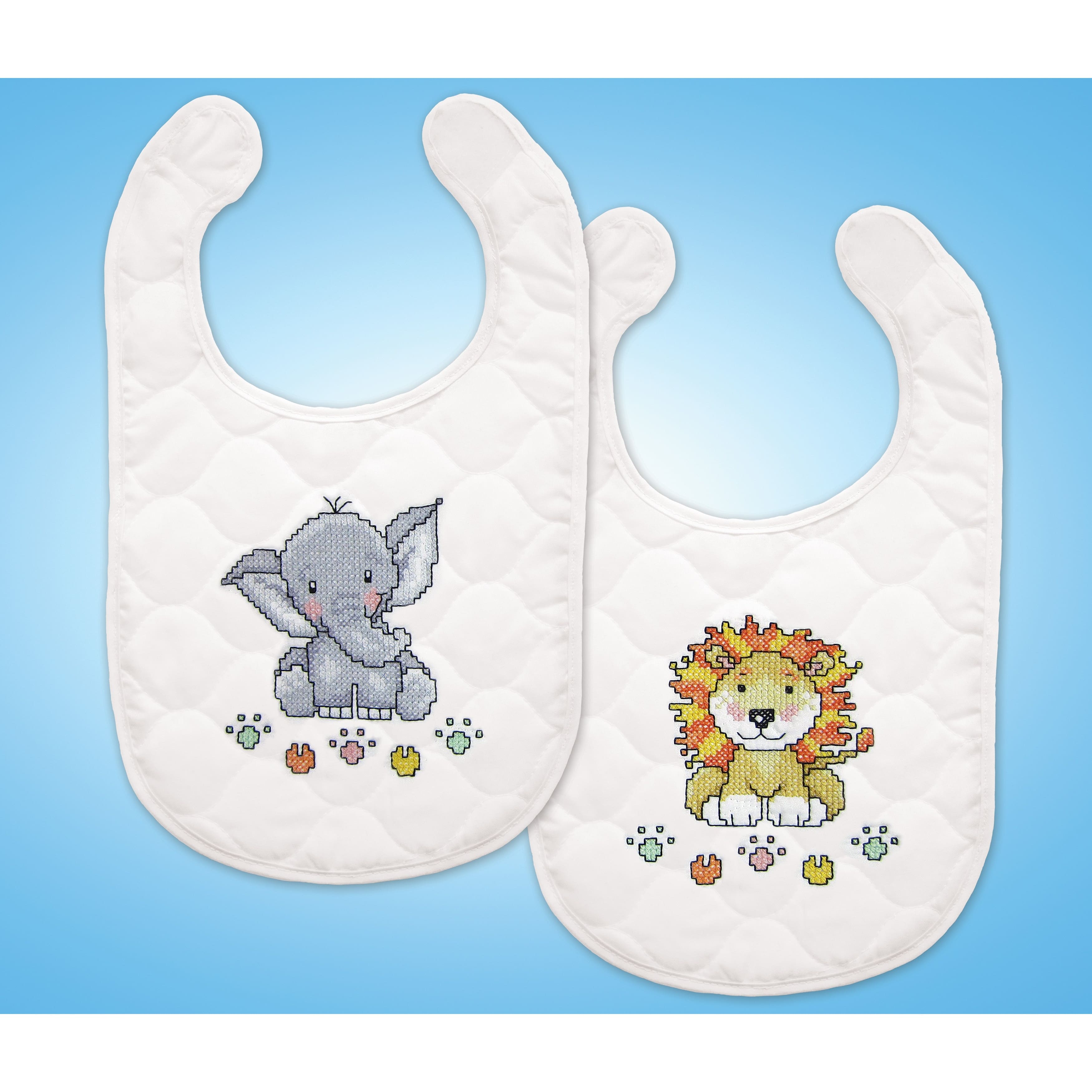 Design Works™ In The Jungle Bibs Stamped Cross Stitch Kit