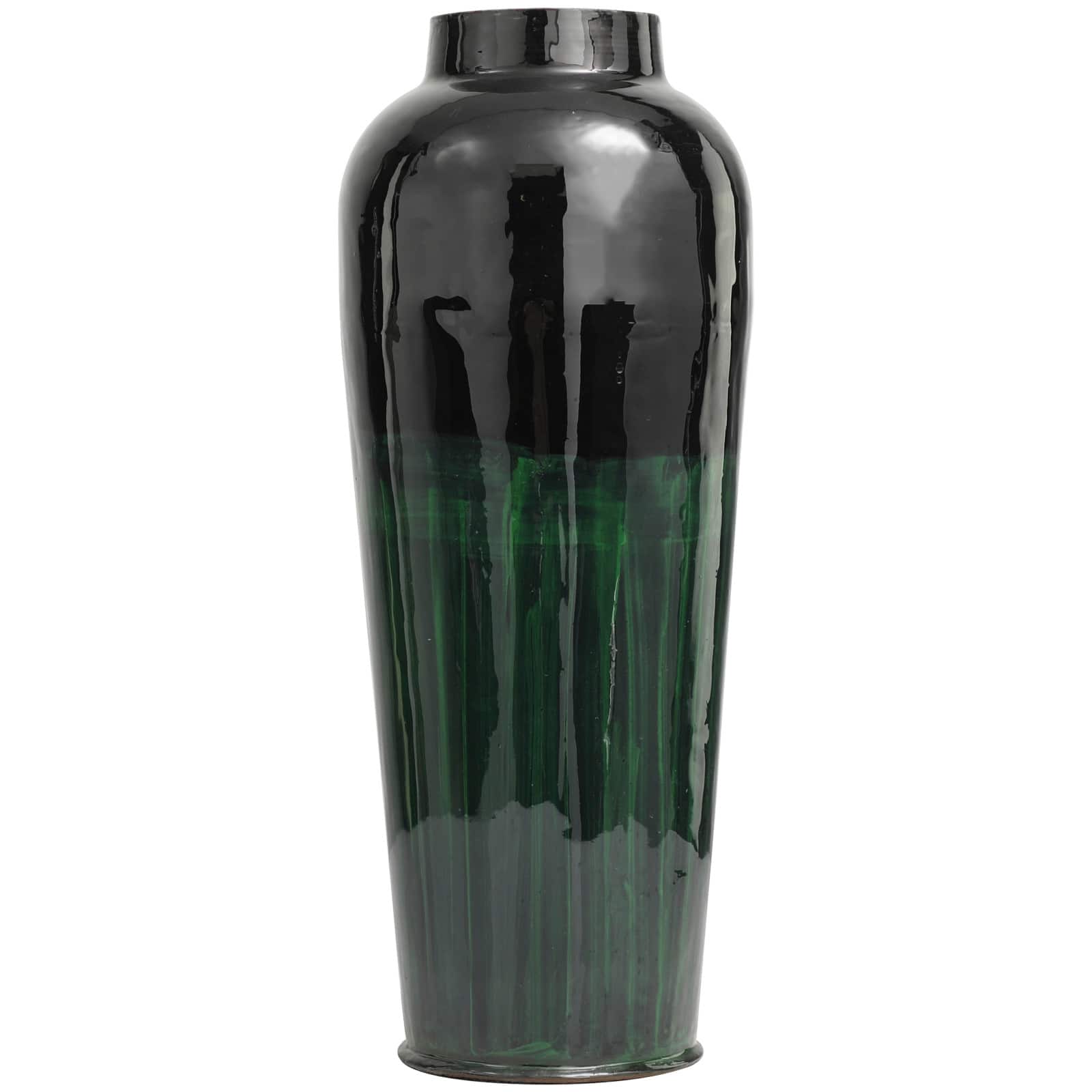 Green Metal Colorblock Vase with Paint Streak Design