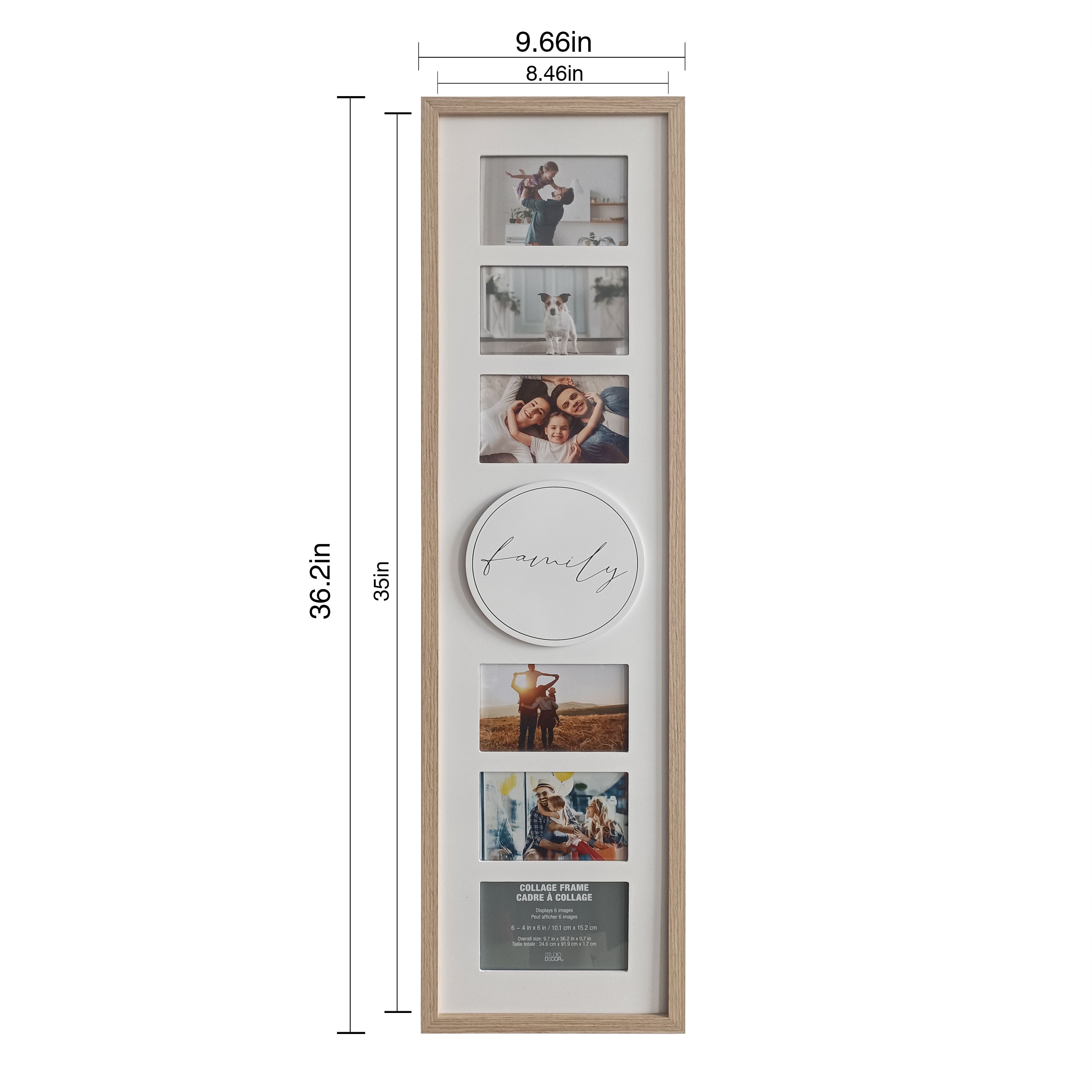 6 Opening Natural Woodgrain 4&#x22; x 6&#x22; Family Collage Frame with Mat by Studio D&#xE9;cor&#xAE;