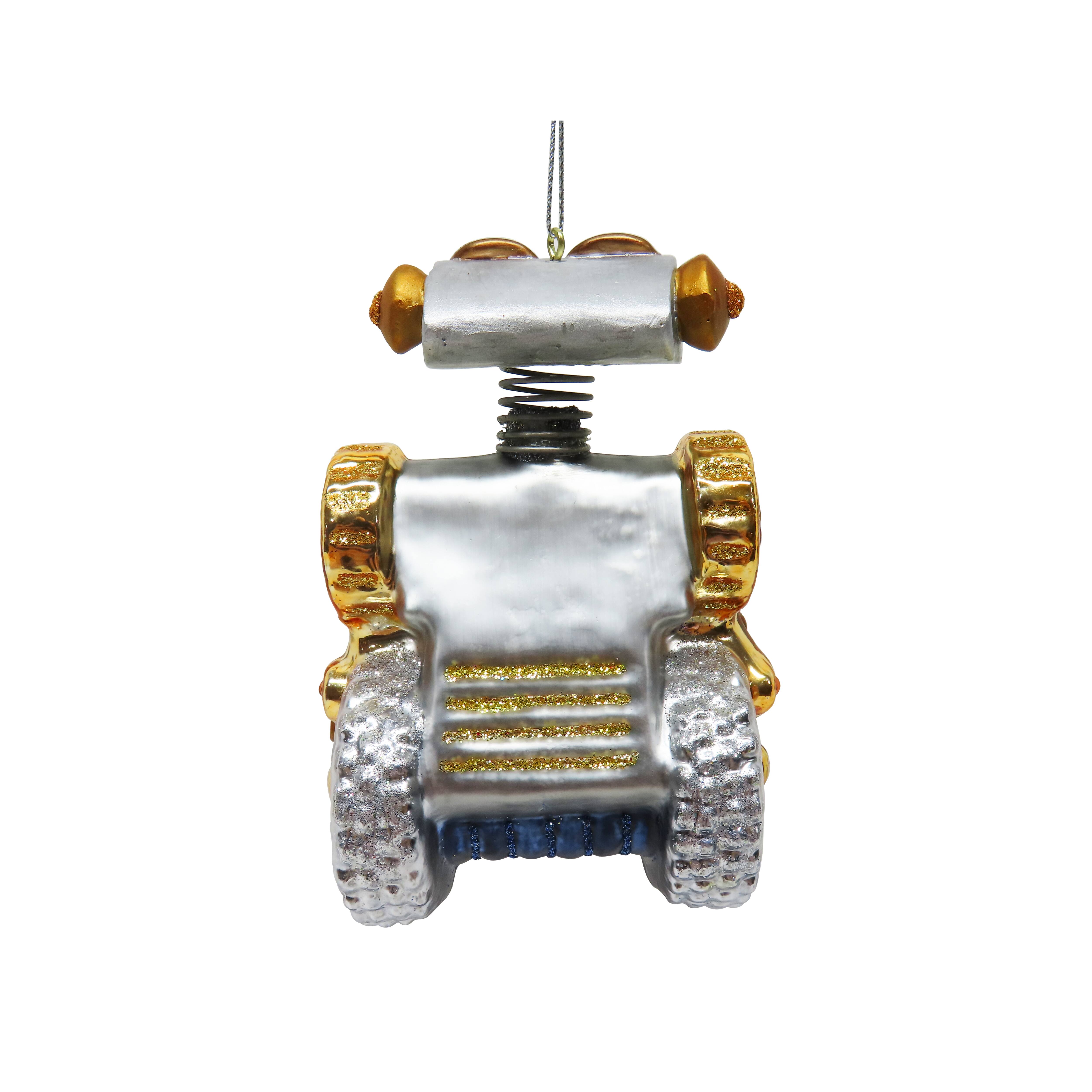 4.25&#x22; Gold &#x26; Silver Robot Glass Ornament by Ashland&#xAE;