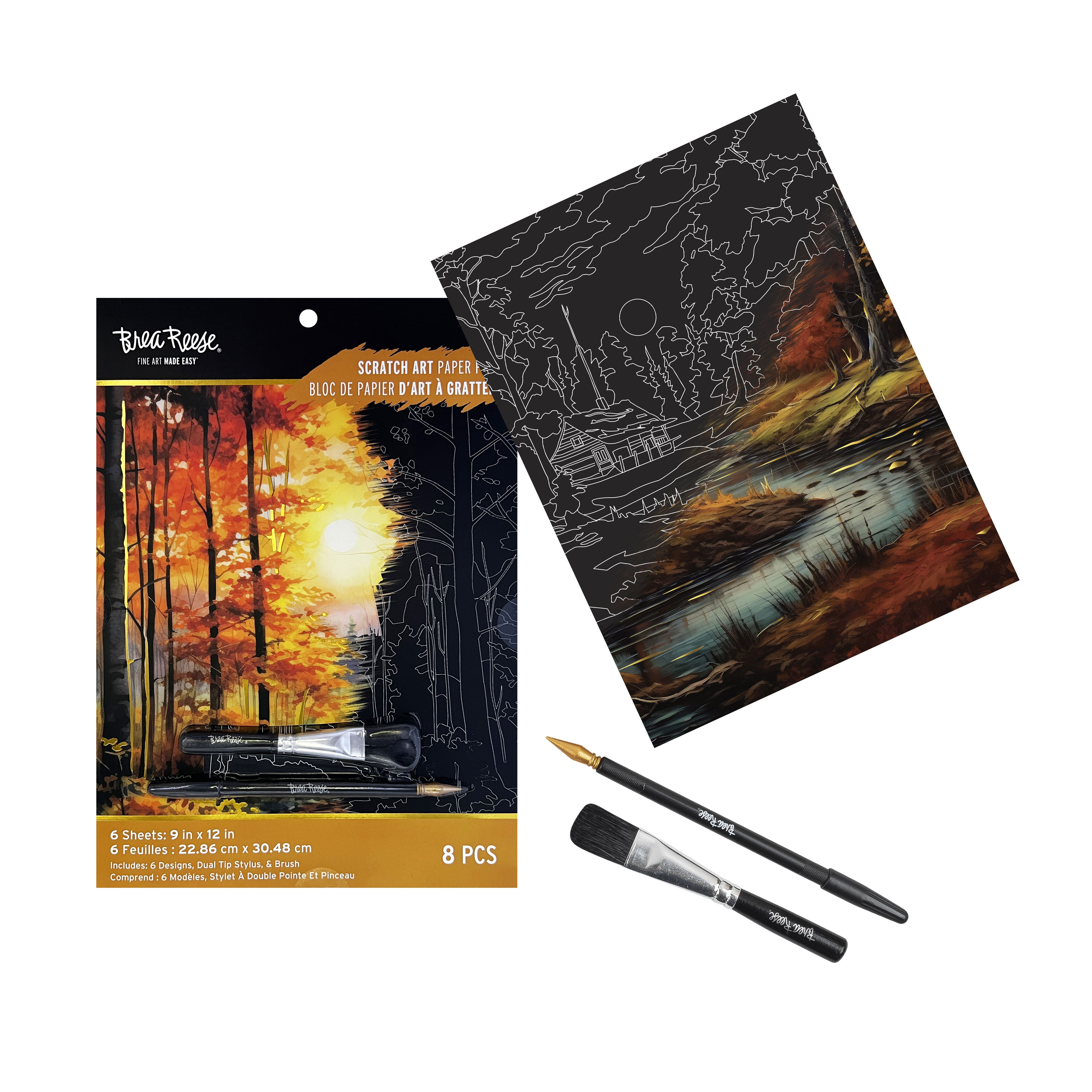 Brea Reese™ 9" x 12" Leaf Peeping Scratch Art Paper Pad