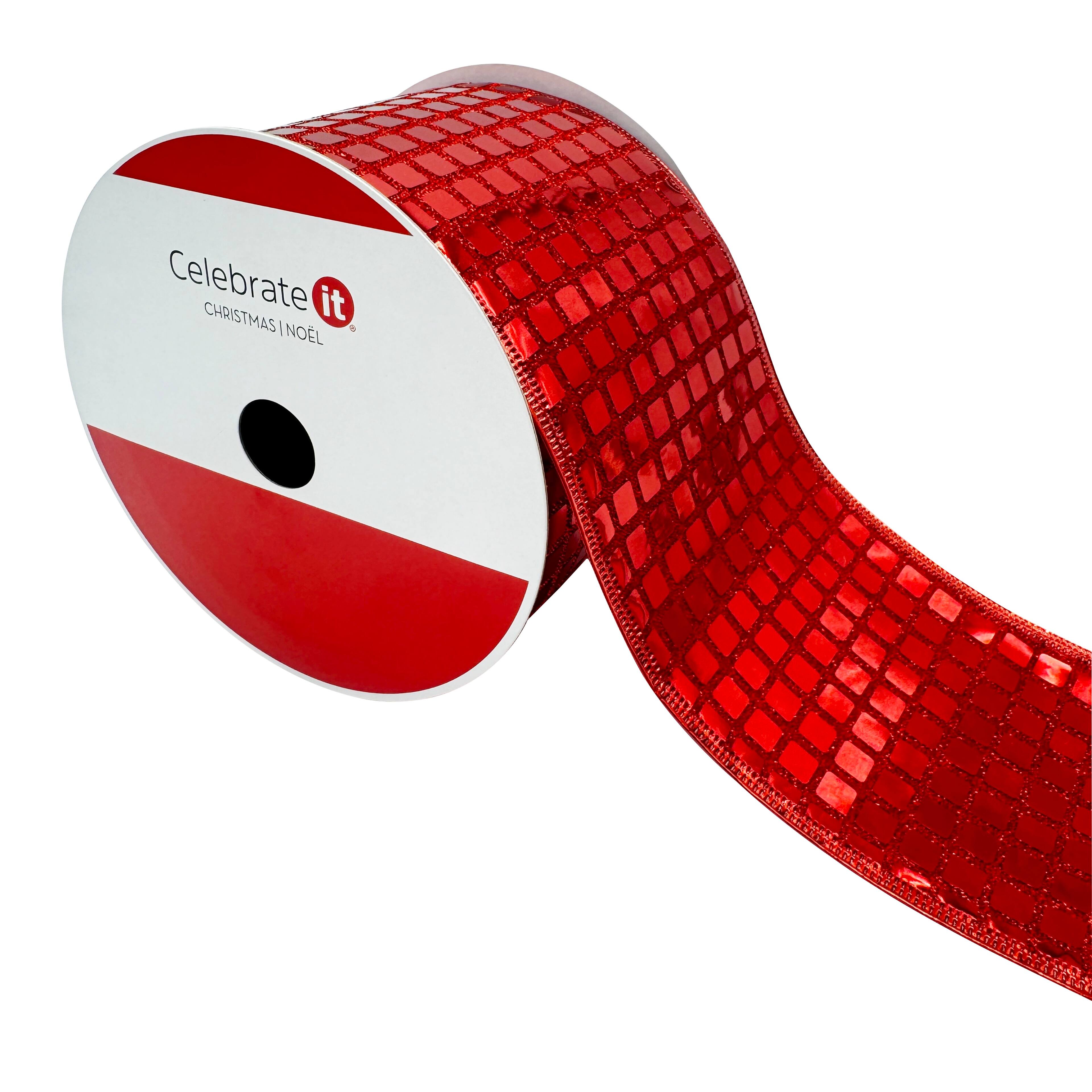 3.5&#x22; x 15ft. Red Disco Wired Ribbon by Celebrate It&#xAE;