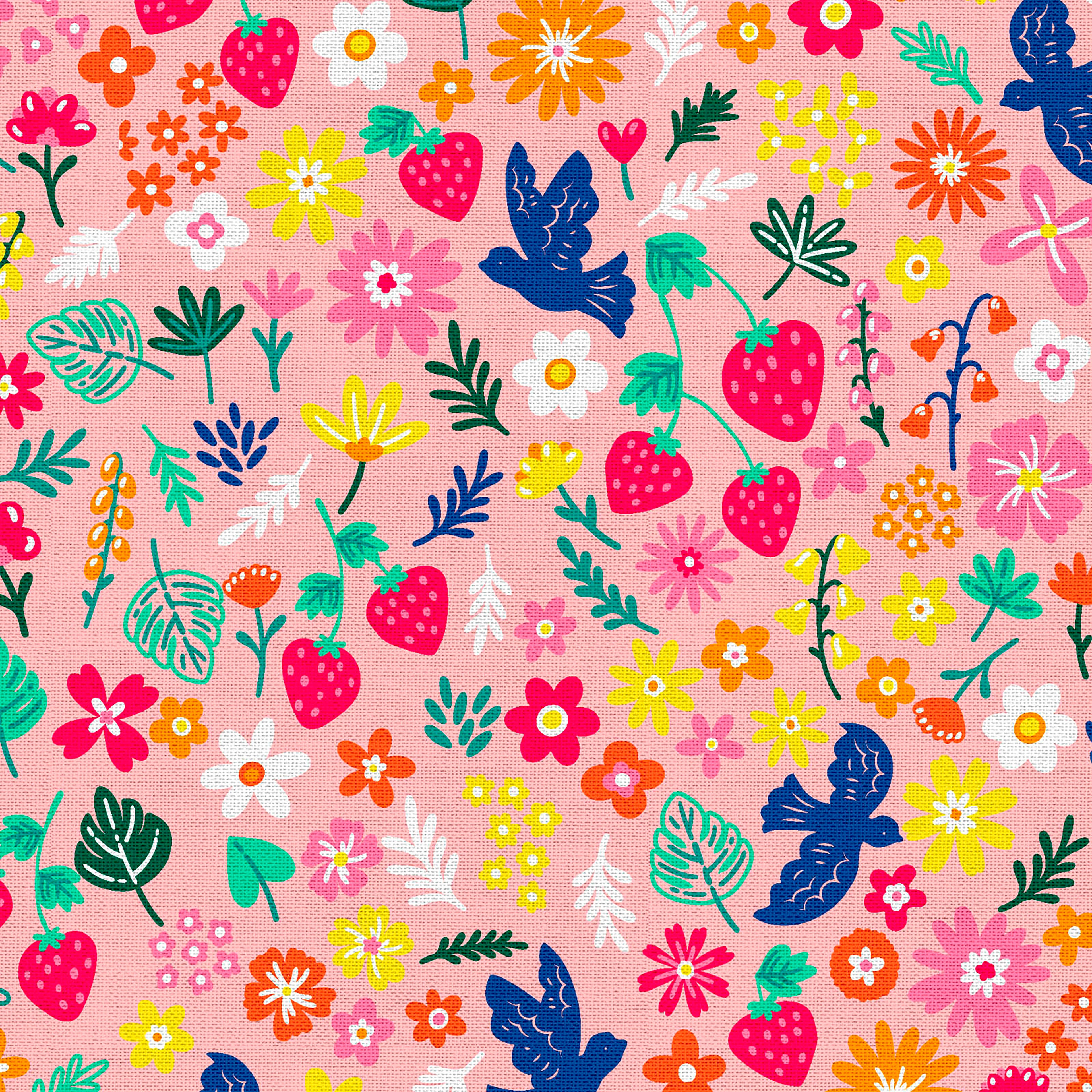 Fabric Editions Pink Spring Garden Cotton Fabric