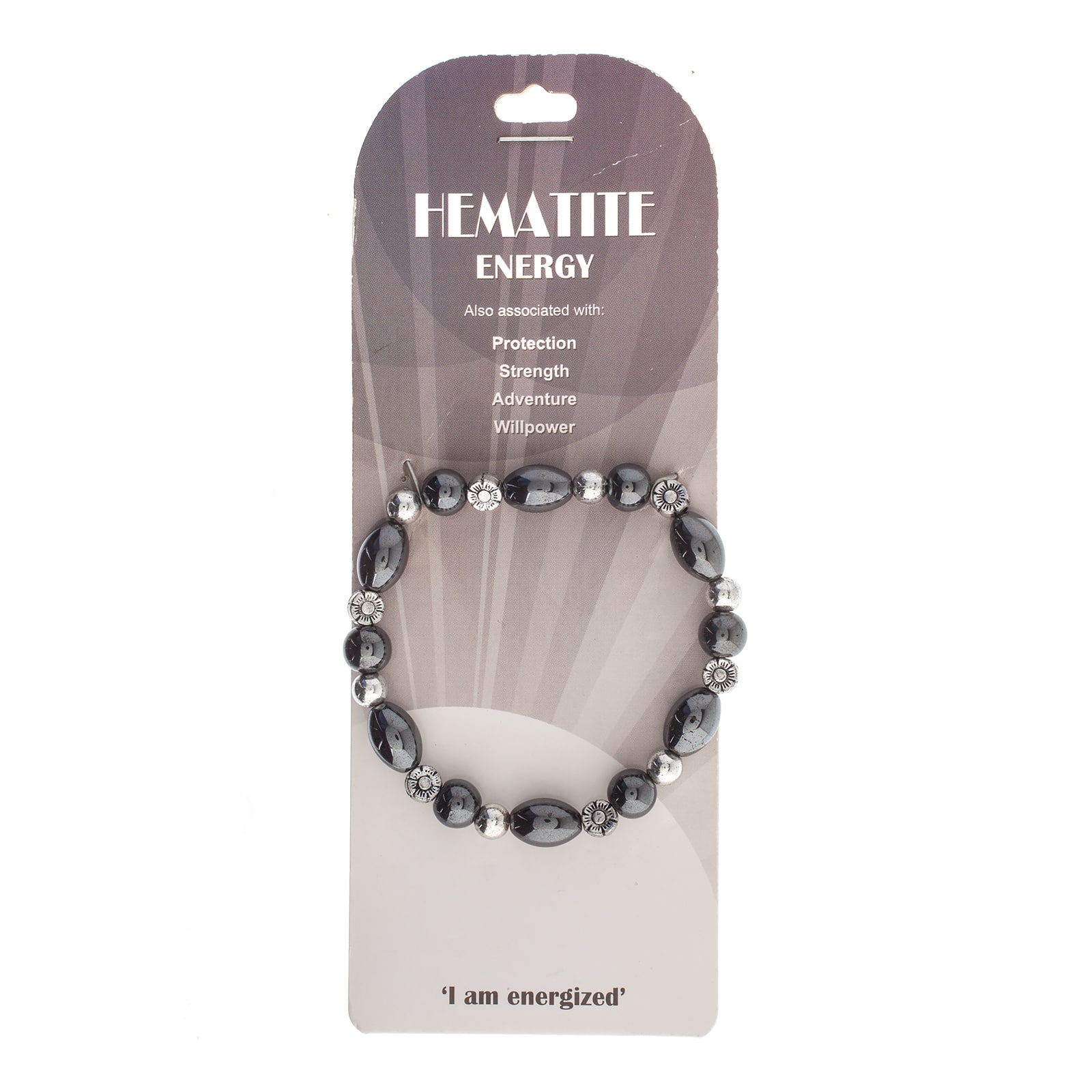 John Bead Hematite Black Natural Stone Stretch Bracelet