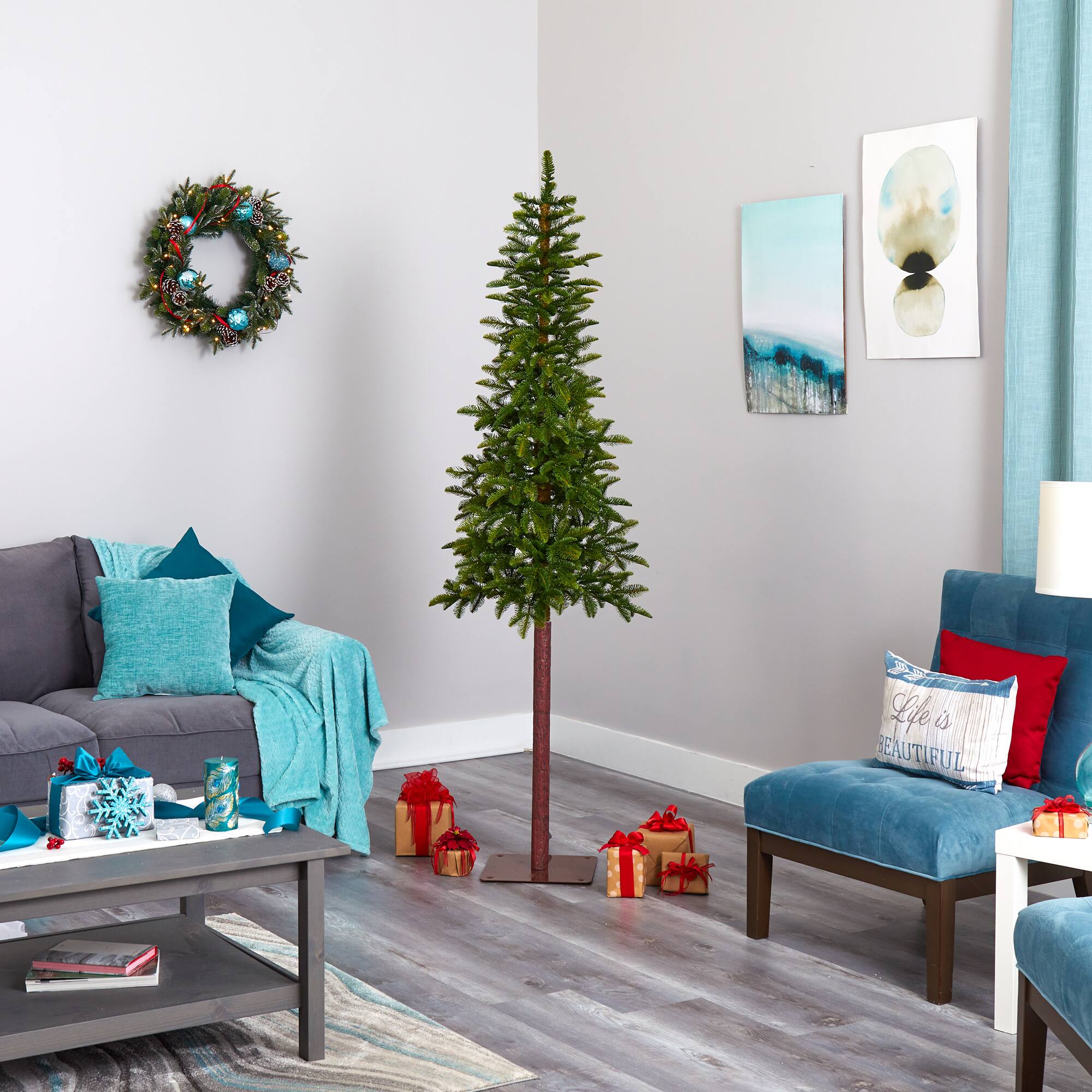 7ft. Pre-Lit Alaskan Alpine Artificial Christmas Tree, Clear LED Lights