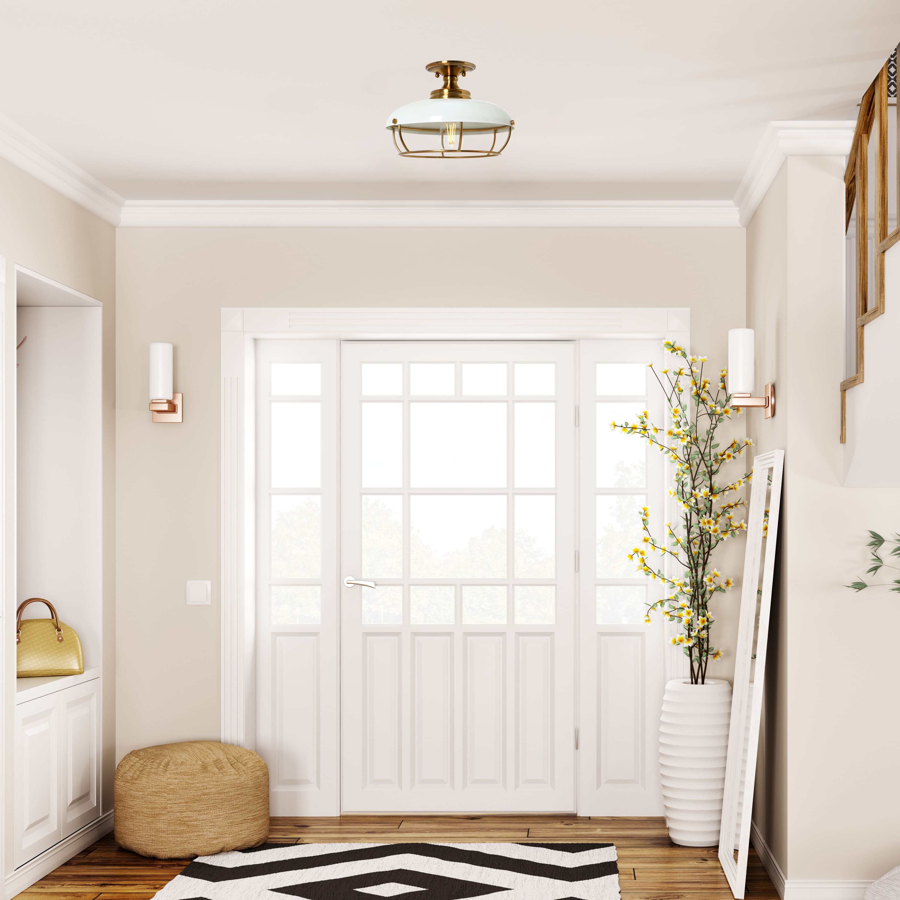 Hello Honey® 13" Wide Caged Dome Metal Semi-Flush Mount Ceiling Light