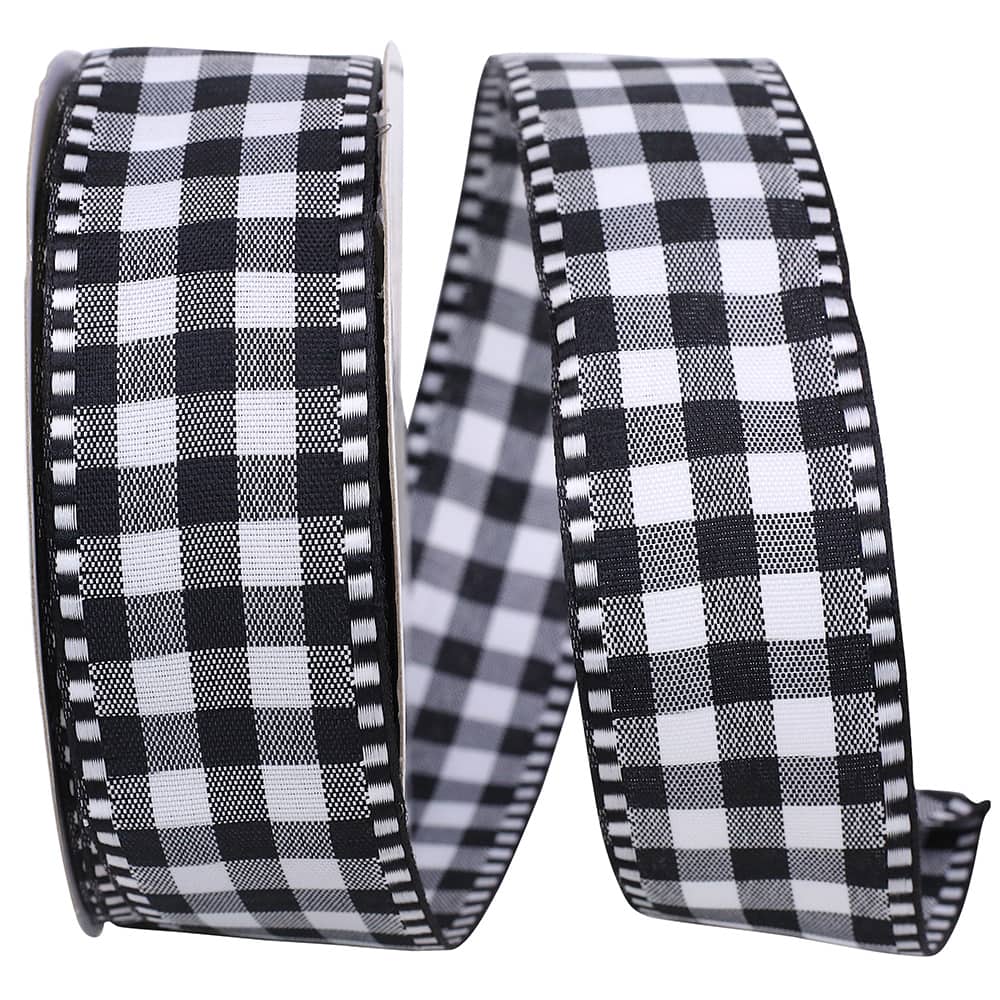 1.5 x 10yd Black & White Checkered Ribbon