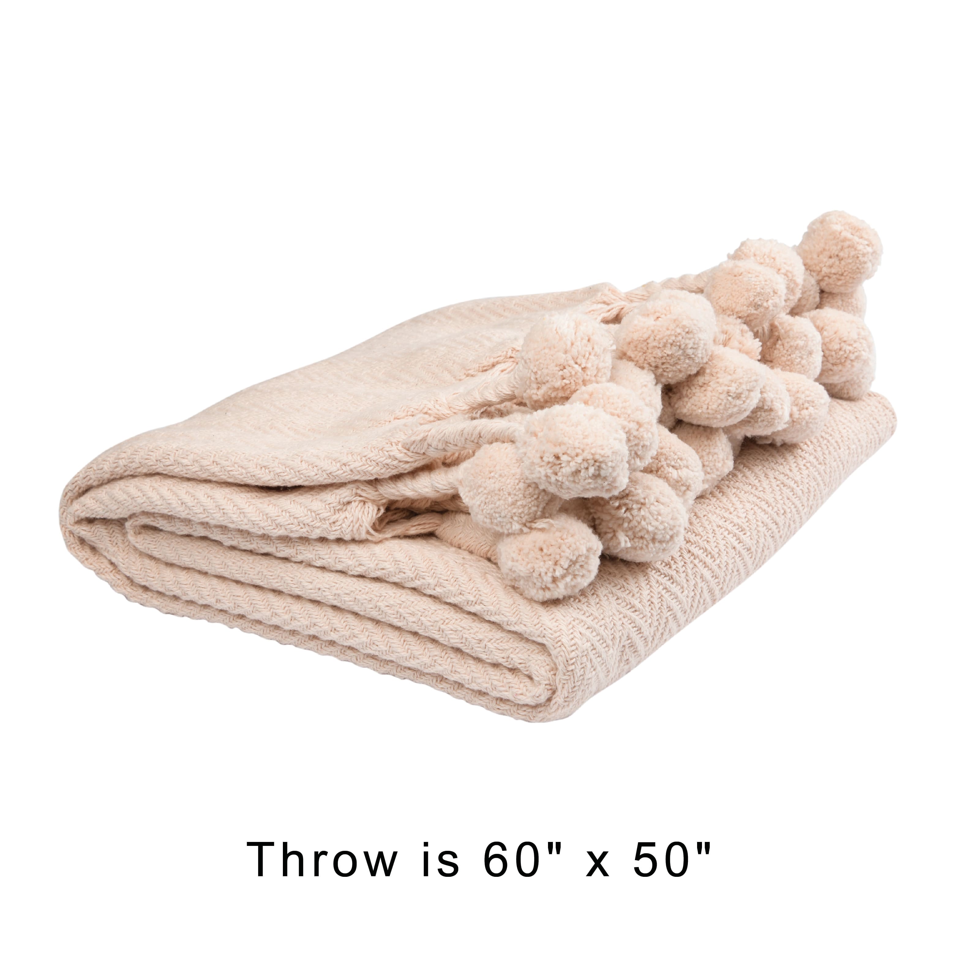 Woven Cotton Pom Pom Throw