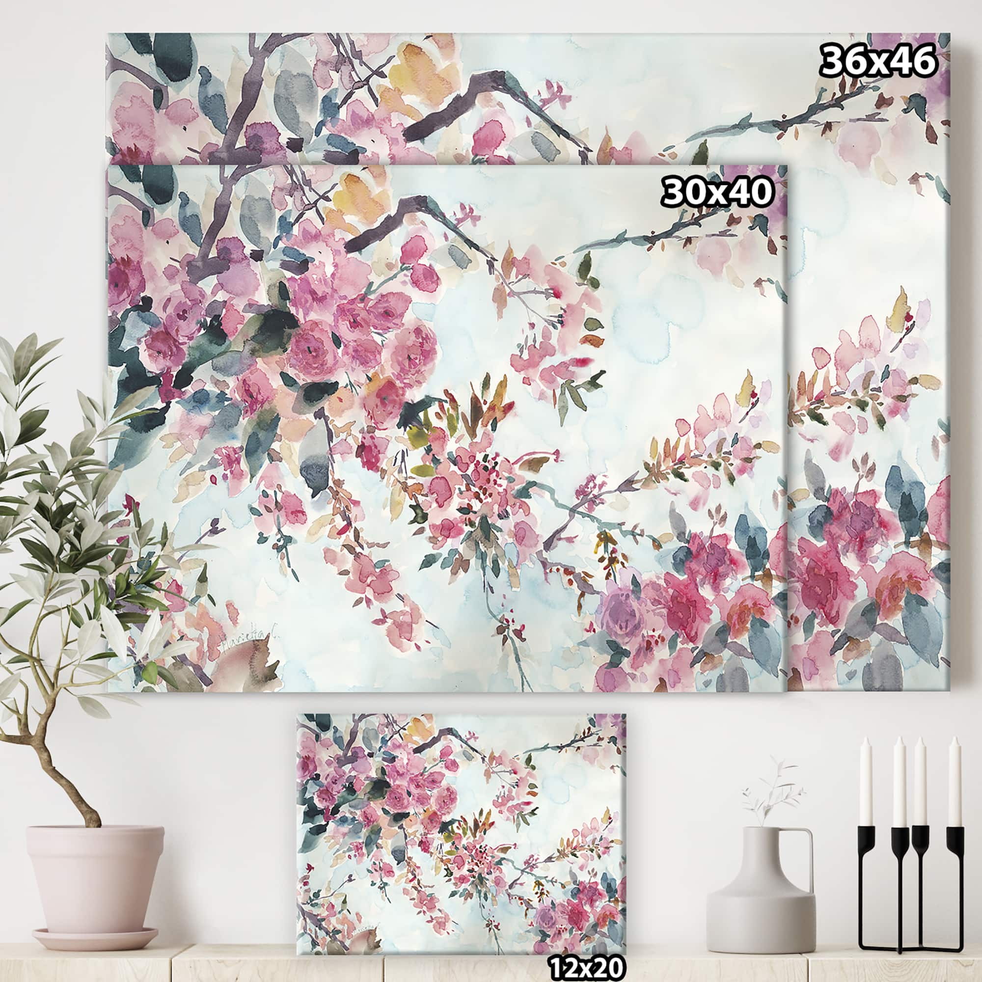 Designart - Cherry Blossoms Morning - Cottage Premium Canvas Wall Art