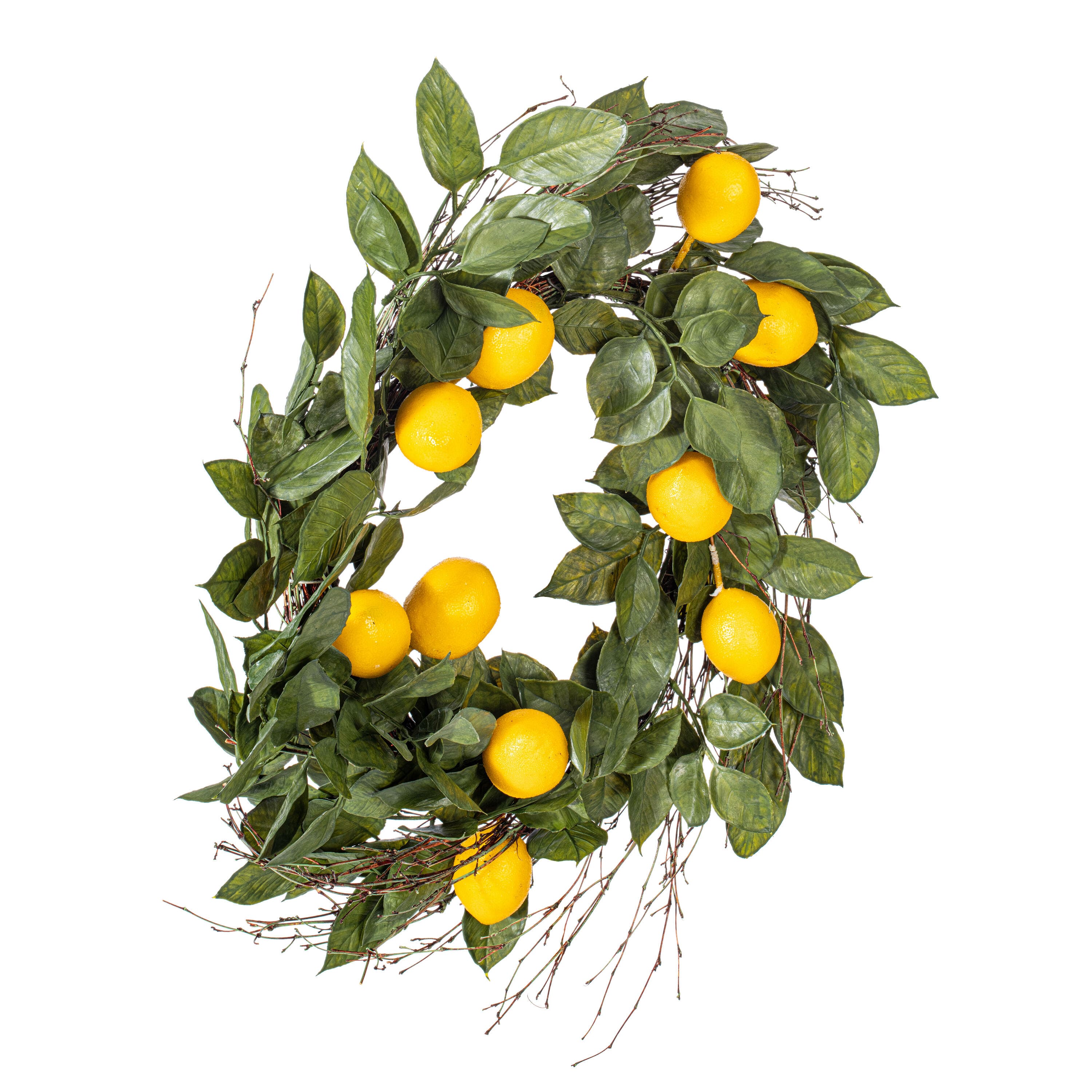 24" Green & Yellow Salal Leaf Lemon Wreath