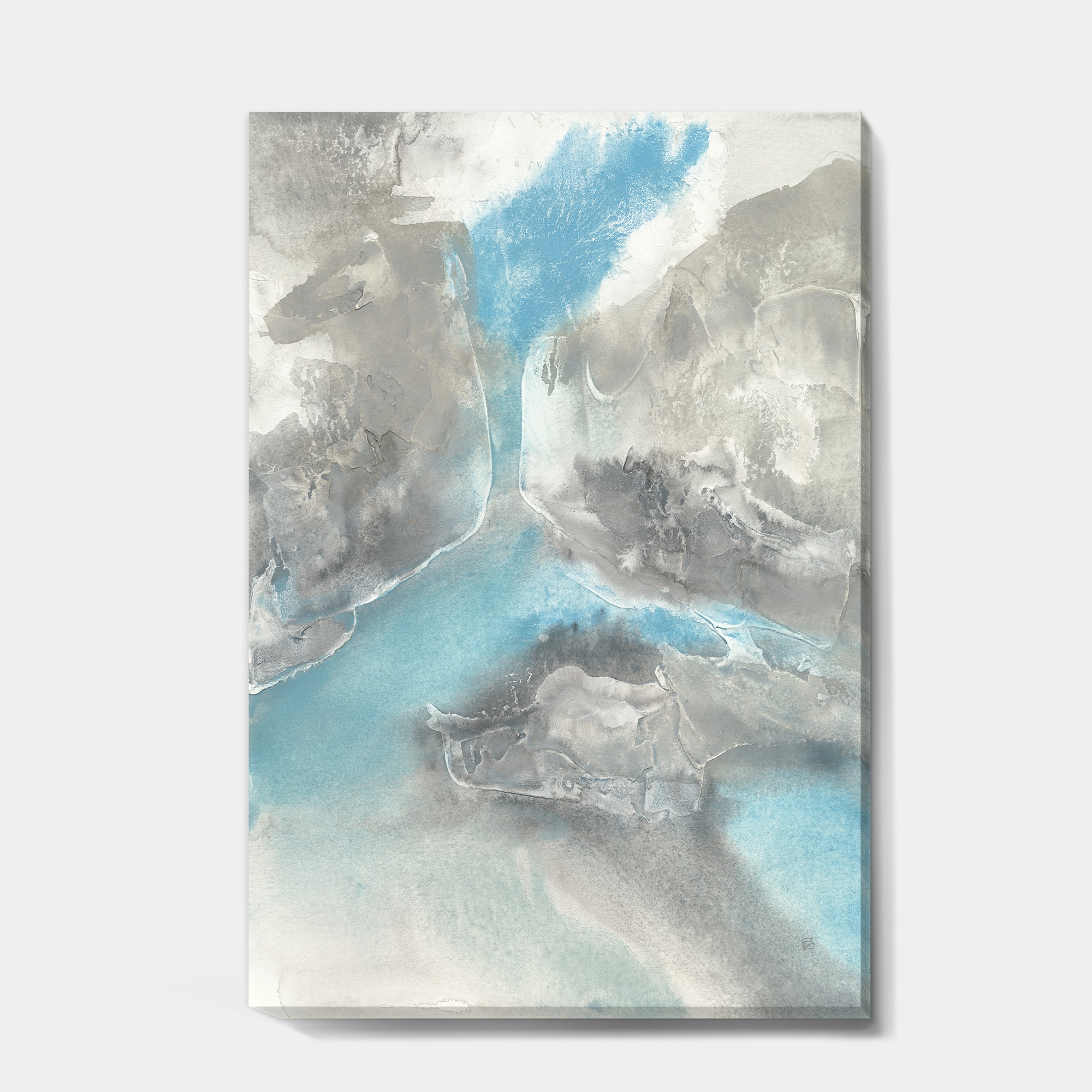 Designart - Watercolor Minimal Blue Tones II - Mid-Century Modern Canvas Artwork