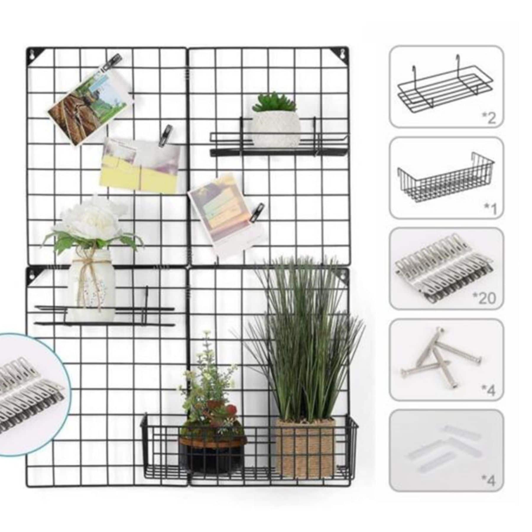 NEX™ Blue Wire Grid Storage Panel with 3 Wire Baskets