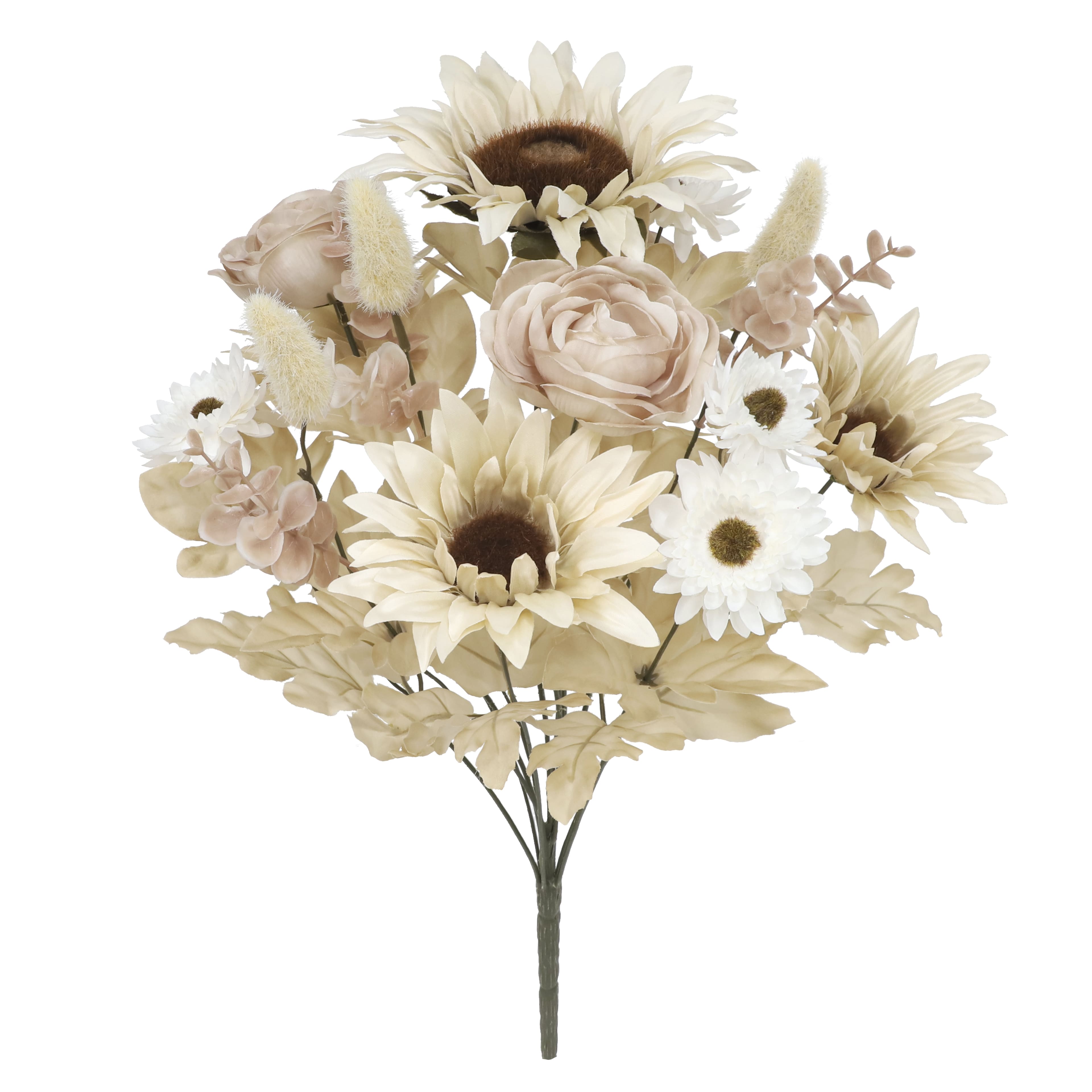 18&#x22; Cream Sunflower Mix Deluxe Bush by Ashland&#xAE;
