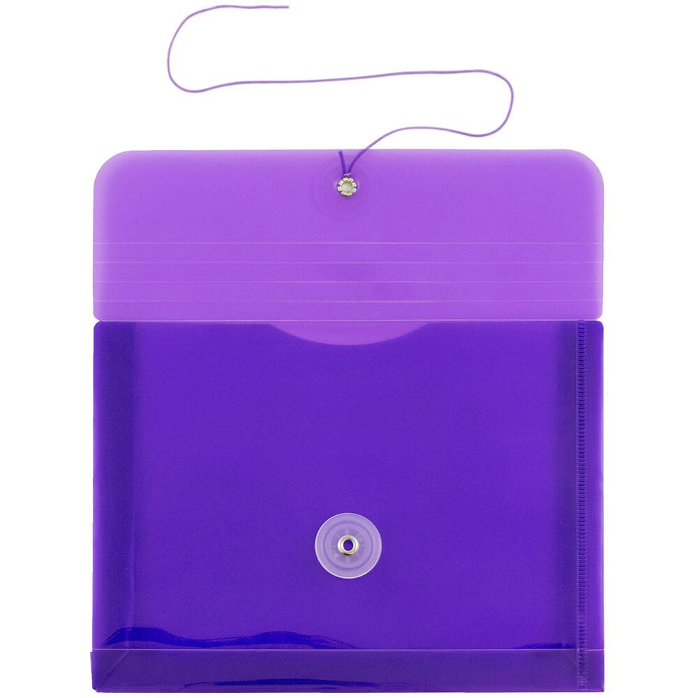 JAM Paper 5.5" x 7.5" Button & String Tie Closure Plastic Envelopes, 12ct.