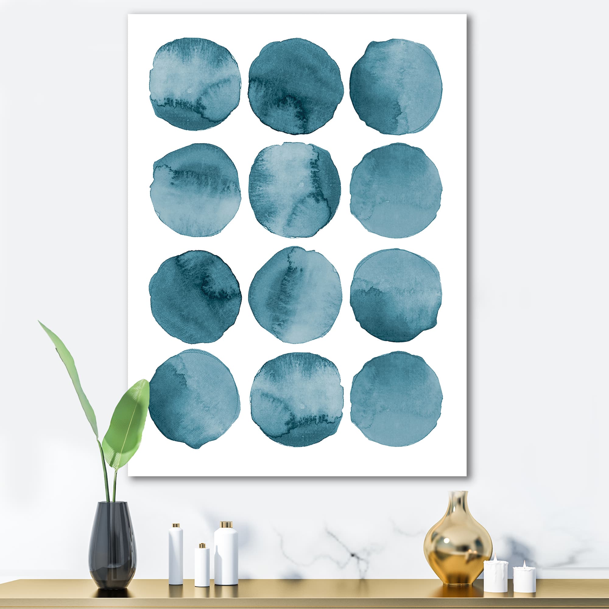 Designart - Aquamarine Circles Blue Geometric Elements