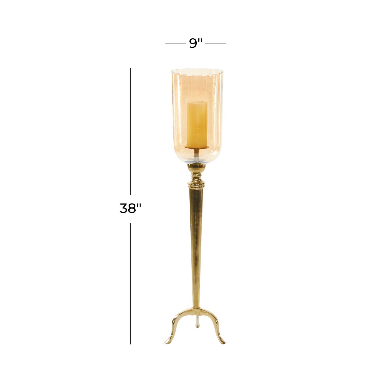 38" Gold Aluminum & Glass Traditional Candlestick Holder