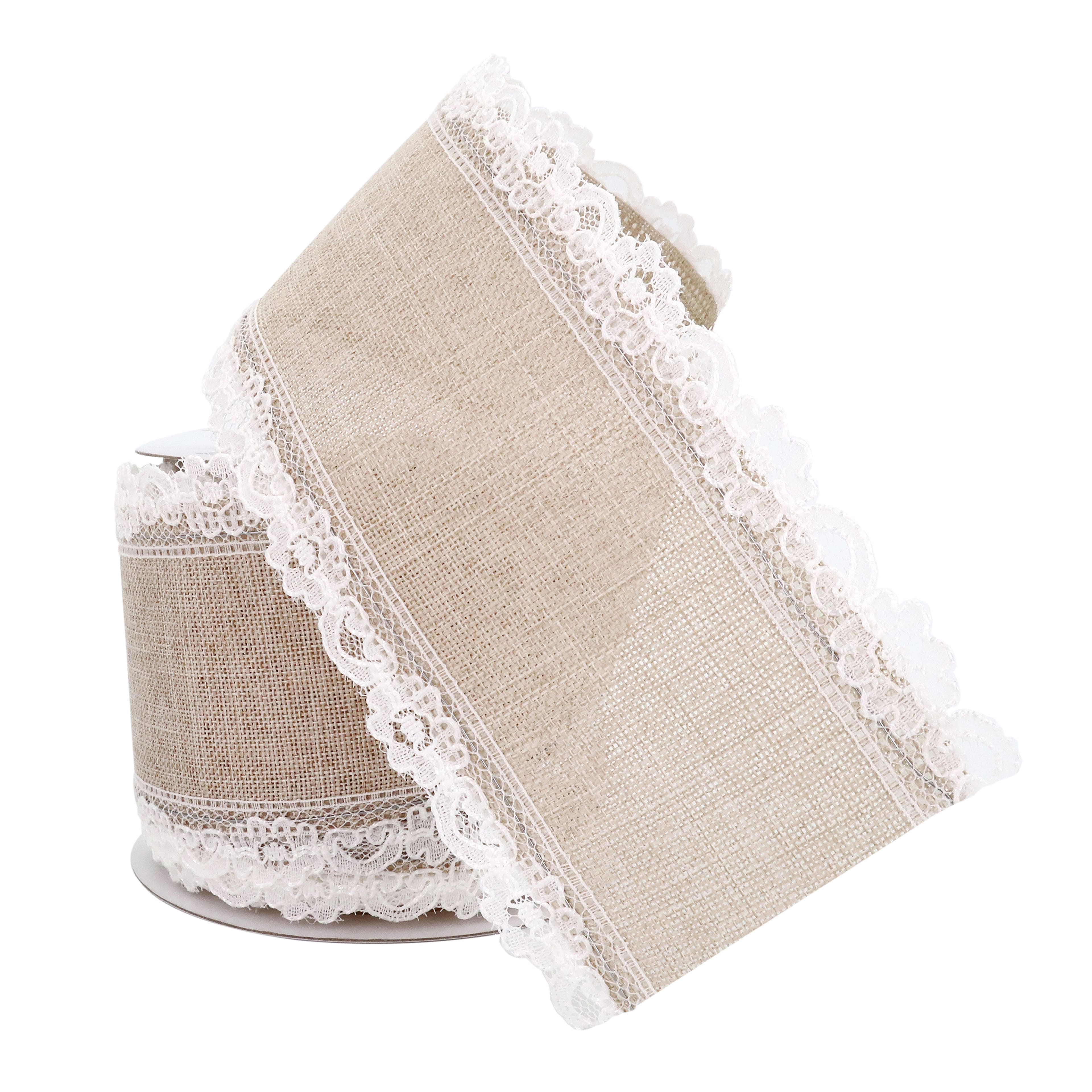 12 Pack: 2.5" x 3yd. Faux Linen & Lace Wired Ribbon by Celebrate It™
