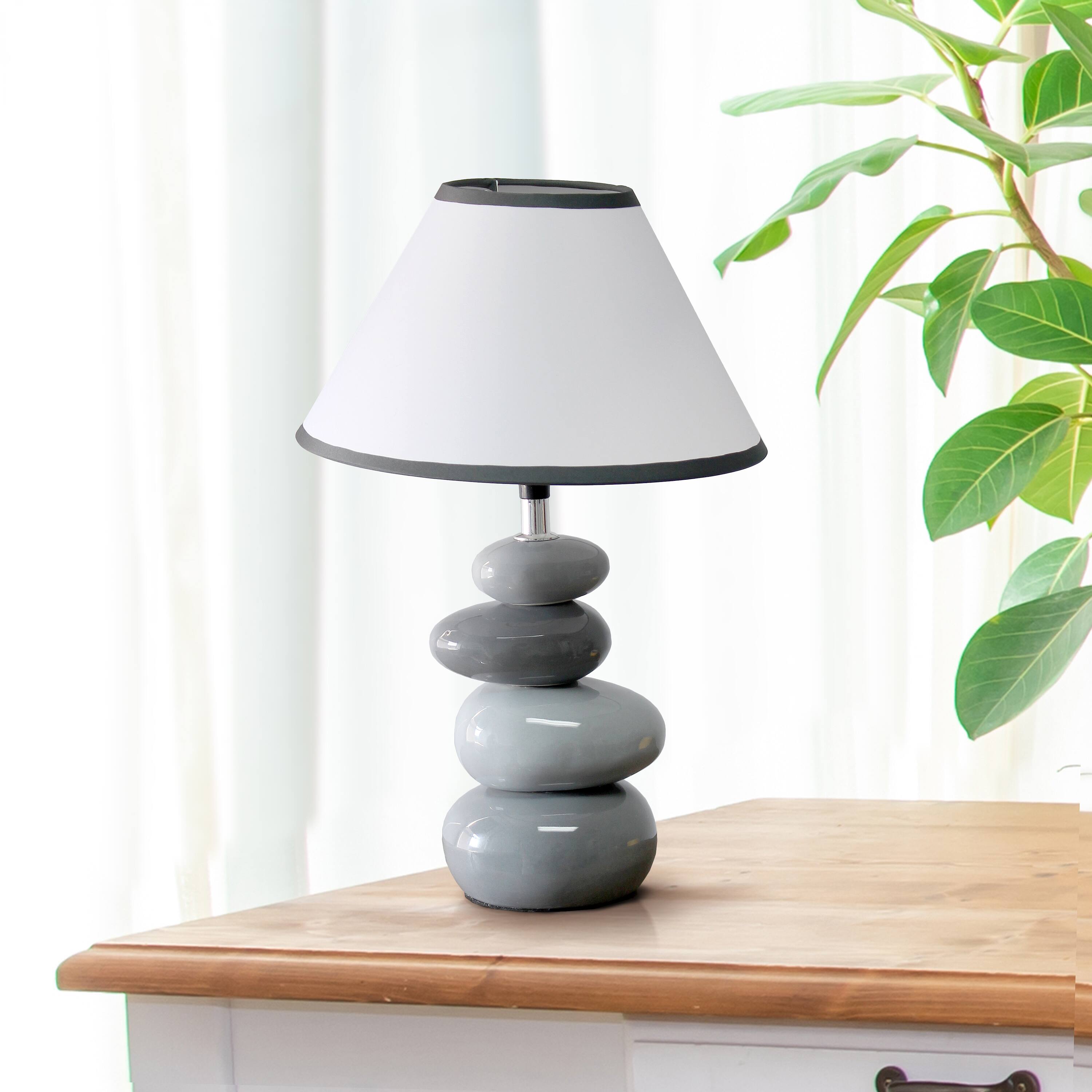 Creekwood Home Priva 14.7&#x22; Gray Stacking Stones Table Lamp
