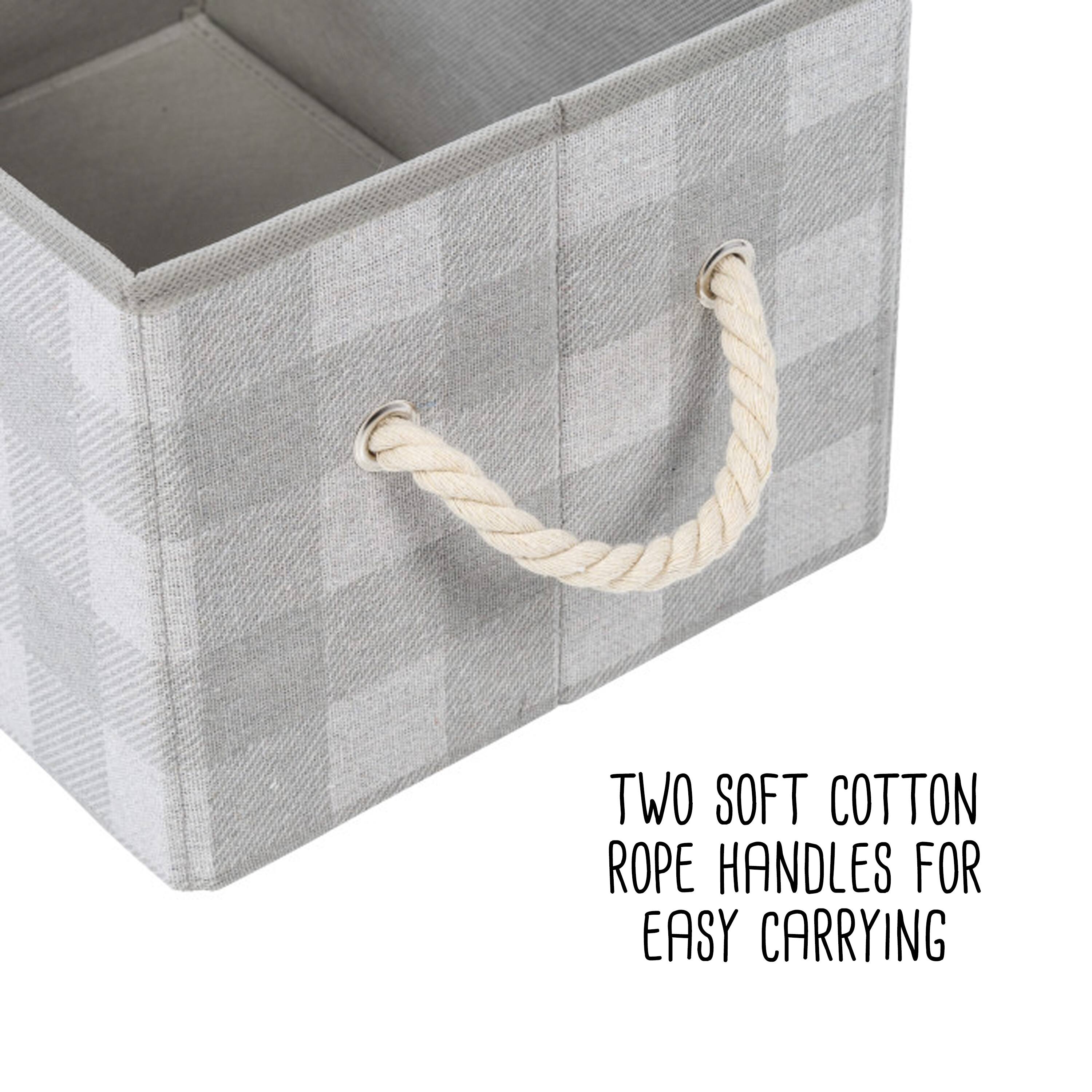 Honey Can Do Gray Plaid Large Collapsible Fabric Storage Bins With Handles Set, 3ct.