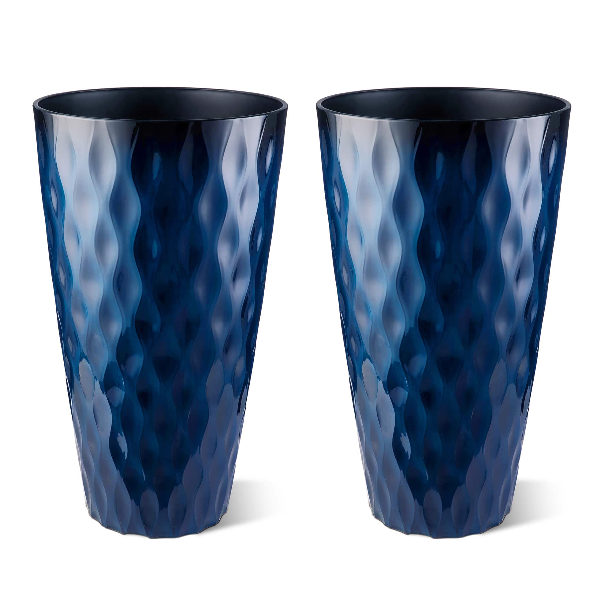 Glitzhome® 23.75" Oversized Wavy Texture Tall Plastic Planters, 2ct.