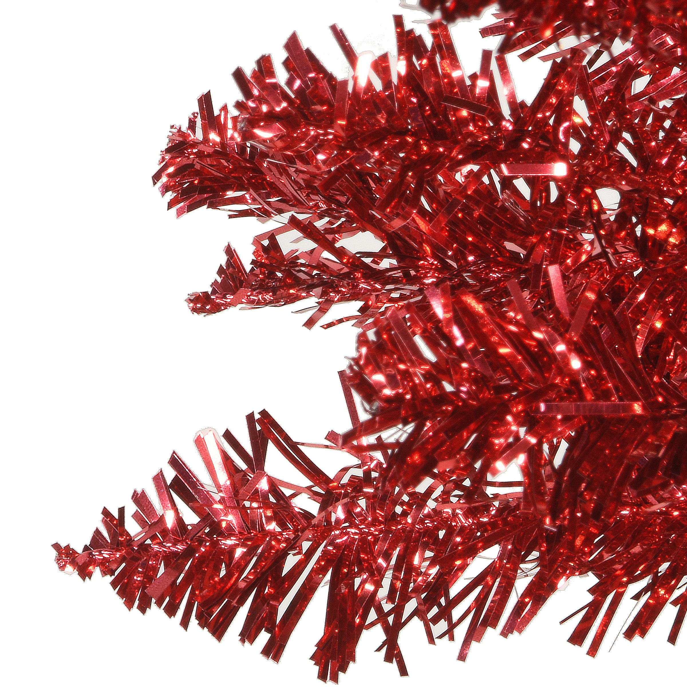 4ft. Pre-Lit Red Tinsel Artificial Christmas Tree, Clear Lights