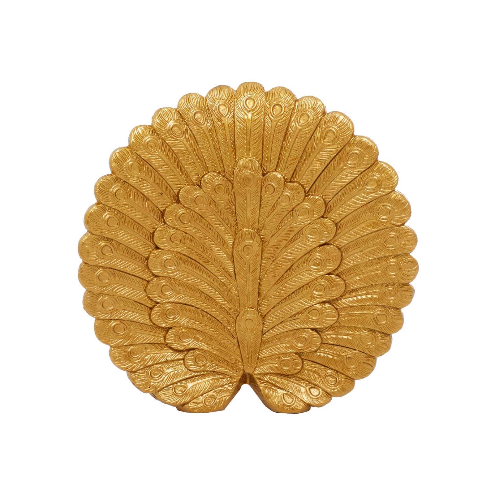 Gold Polystone Glam Peacock Sculpture, 12&#x22; x 12&#x22; x 5&#x22;