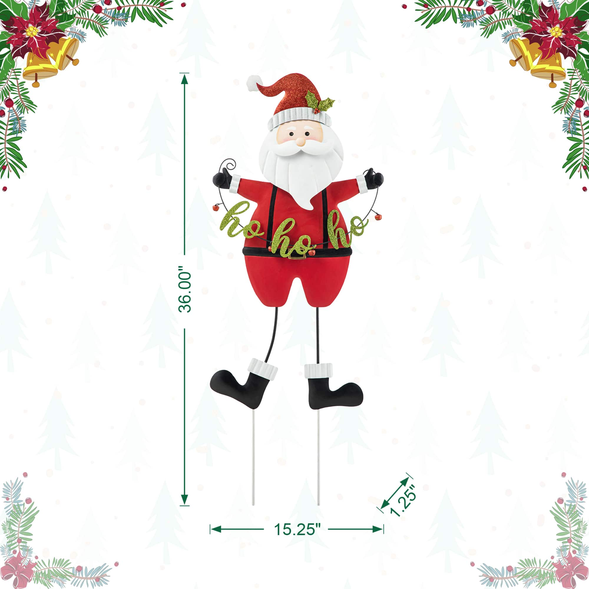 Glitzhome&#xAE; 36&#x22; Metal Santa HOHOHO Yard Stake