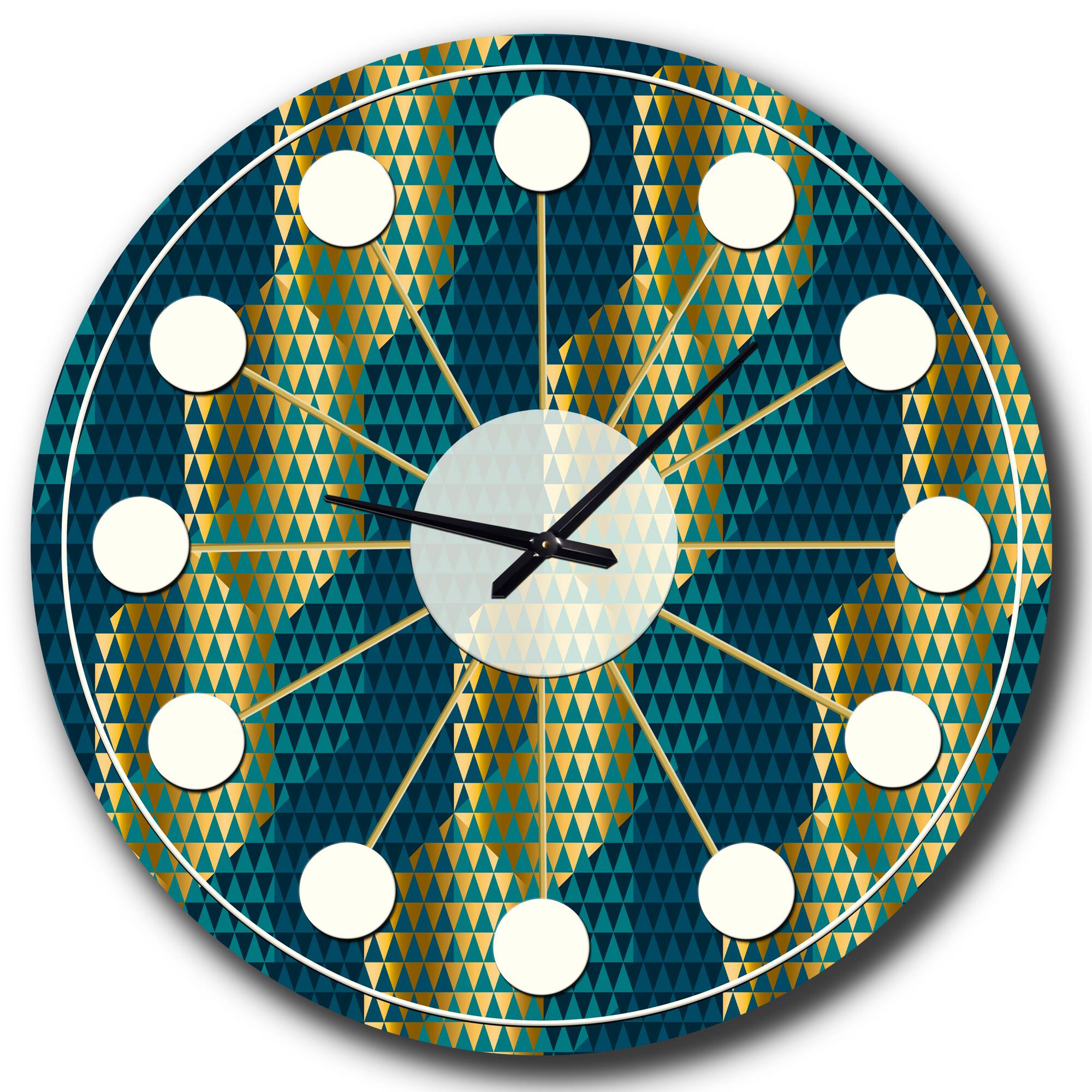 Designart &#x27;Retro Hexagon Pattern Vii Mid-Century Modern Wall Clock