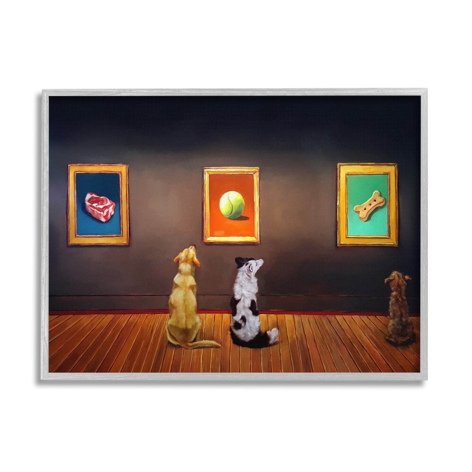 Stupell Industries Funny Dog Museum Gallery Animals Framed Giclee Art