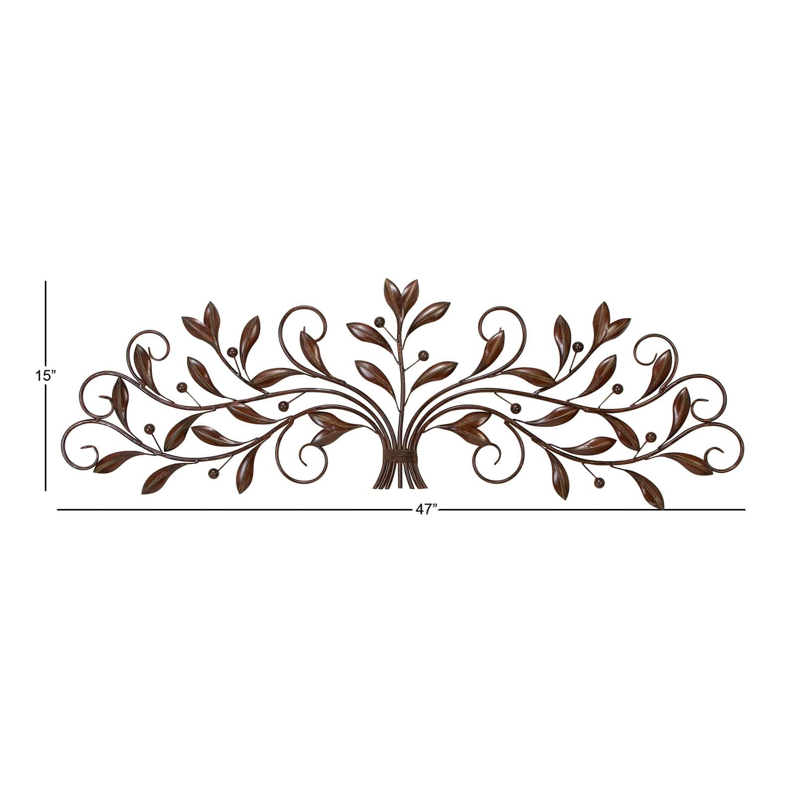 Brown Traditional Scroll &#x26; Leaf Metal Wall Accent