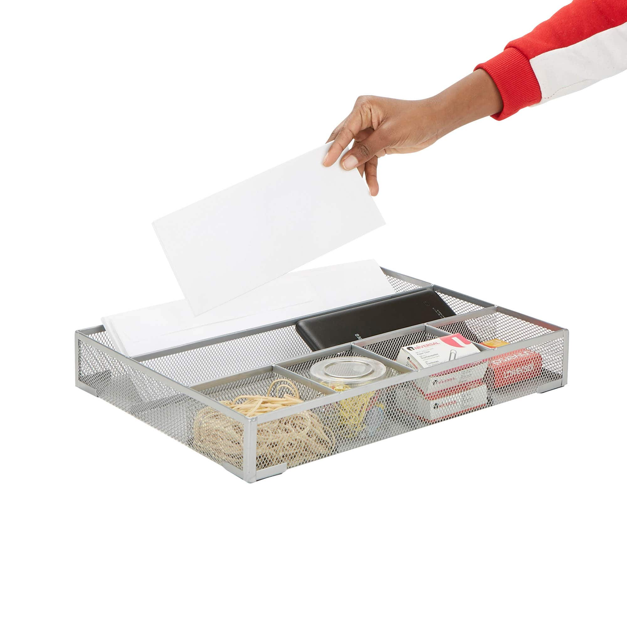 Mind Reader Silver 2 Piece Mesh Deep Drawer Organizer