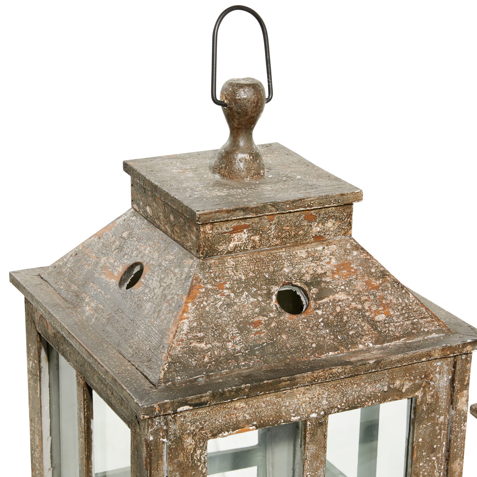 Set of 2" Brown Wood Rustic Lantern, 33", 27"