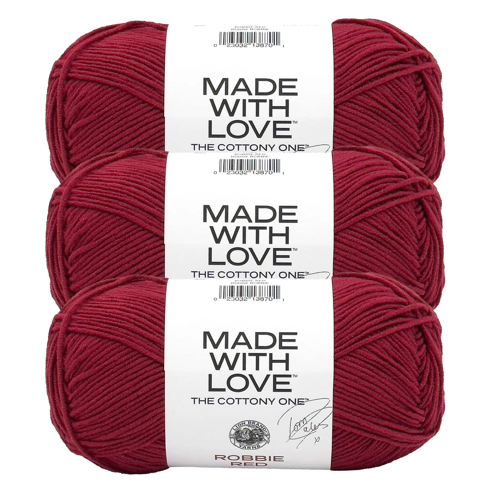 3 Pack Lion Brand&#xAE; Tom Daley Made with Love&#x2122; The Cottony One&#x2122; Yarn