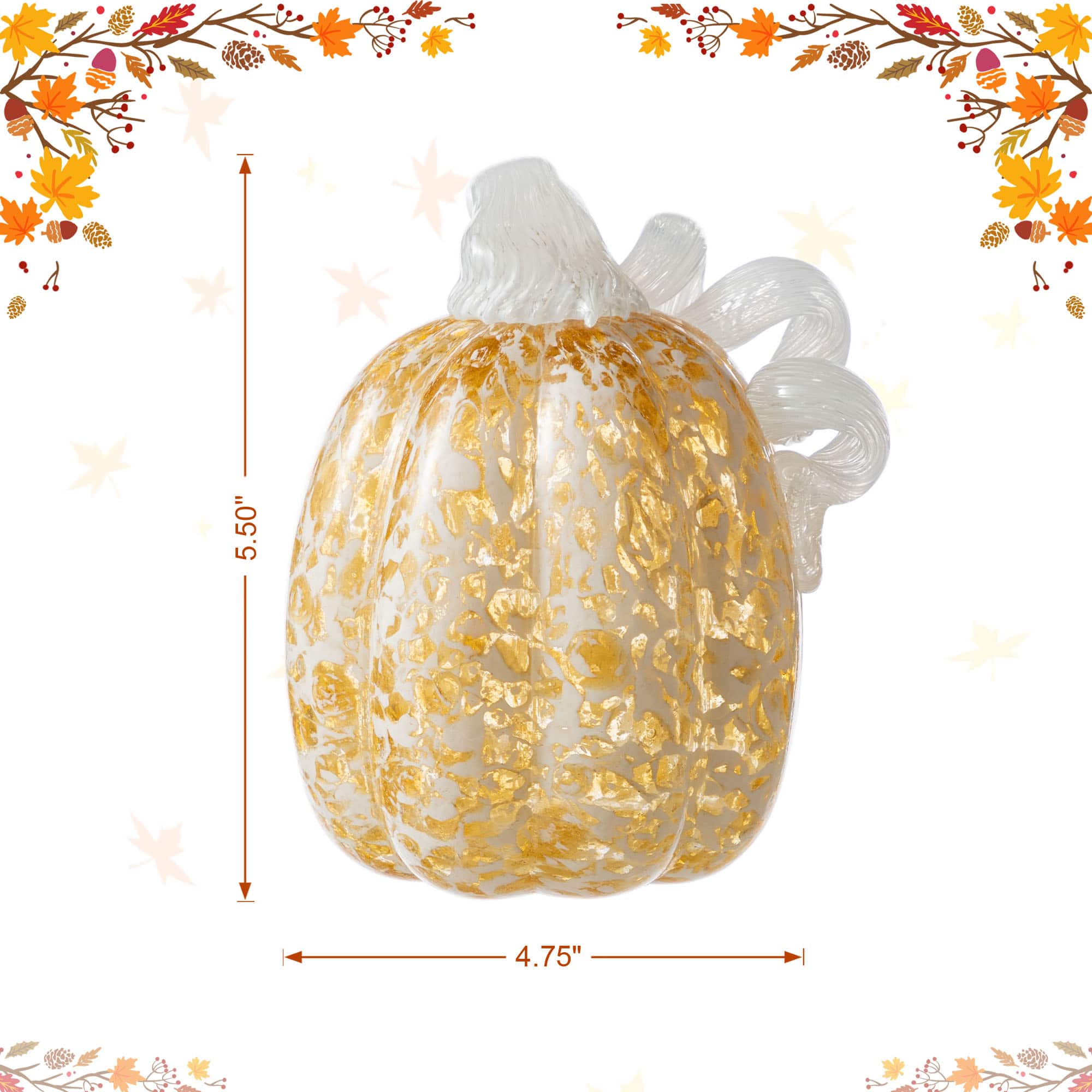 Glitzhome&#xAE; Amber Dots Fall Pumpkin Glass Tabletop Accent