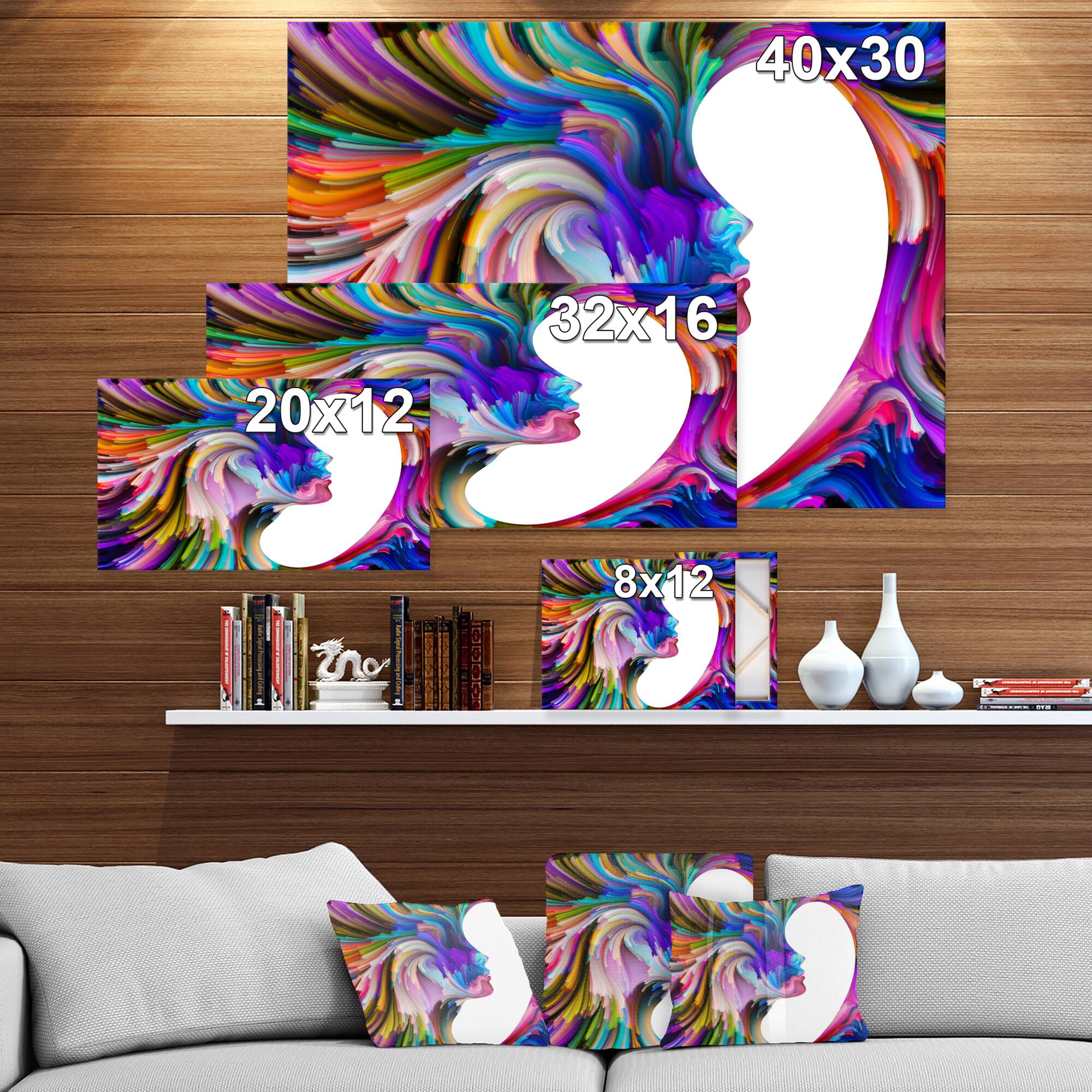 Designart - Colorful Faces - Abstract People Print on Wrapped Canvas