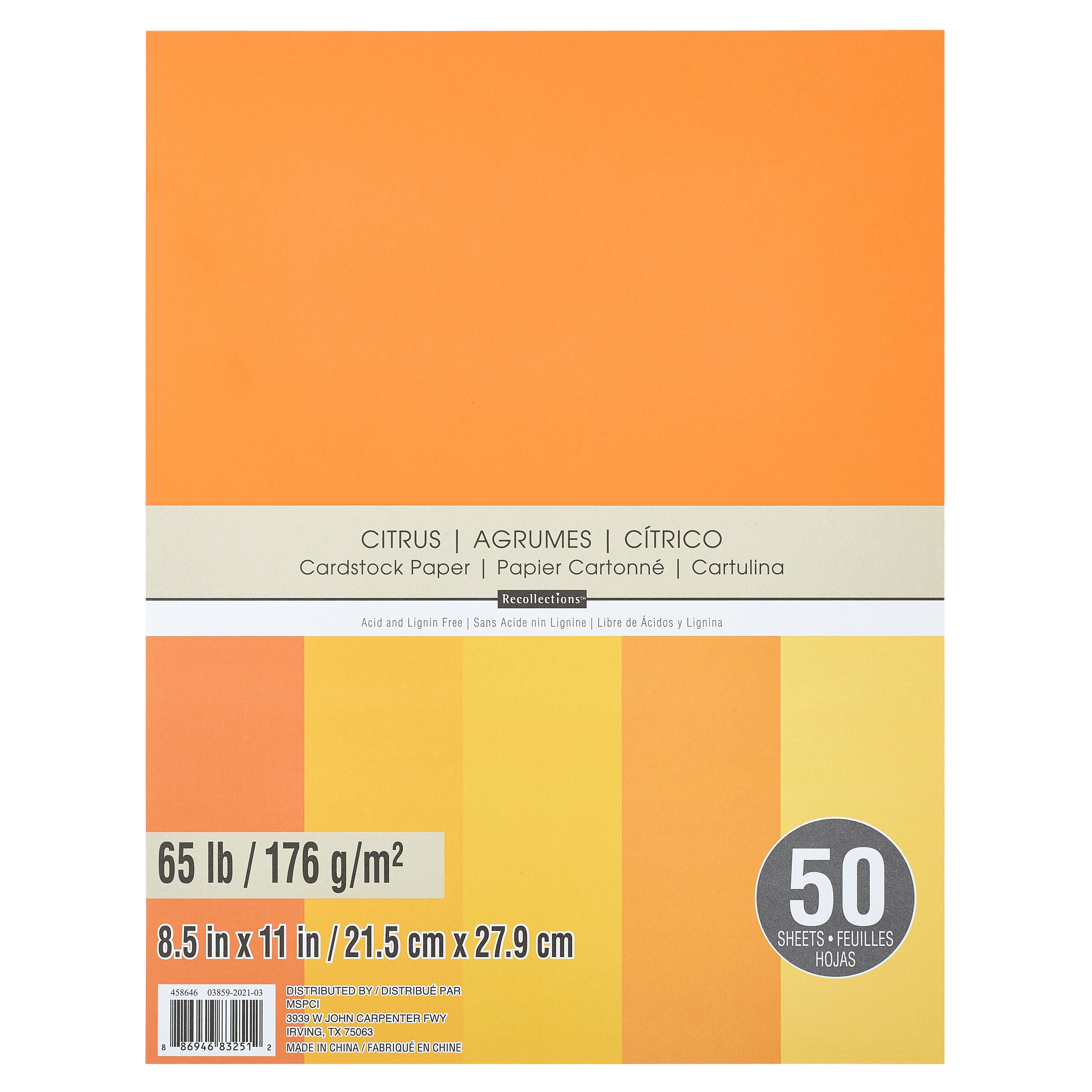 5 Colors by Recollections 8.5 X 11-50 Sheets Recollections Citrus Cardstock Paper