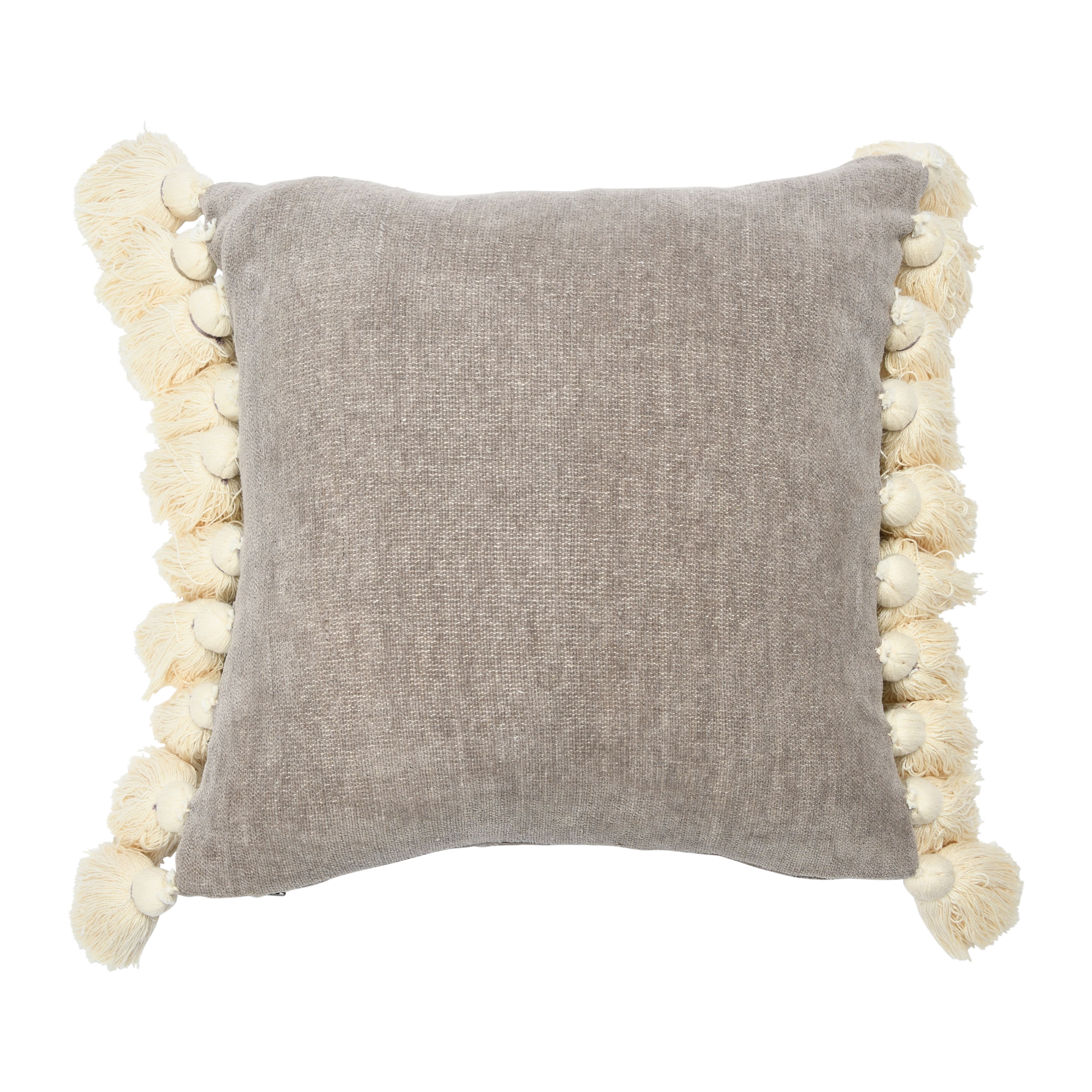 Cotton Chenille Lumbar Pillow with Tassels