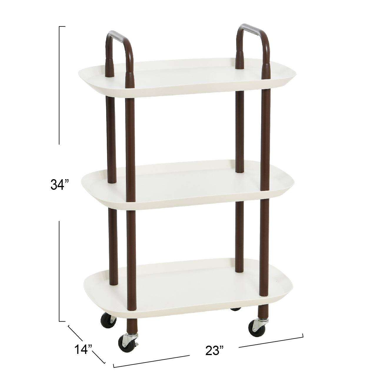 Hello Honey&#xAE; Main + Mesa&#x2122; 3-Tier Modern Plastic and Metal Trolley