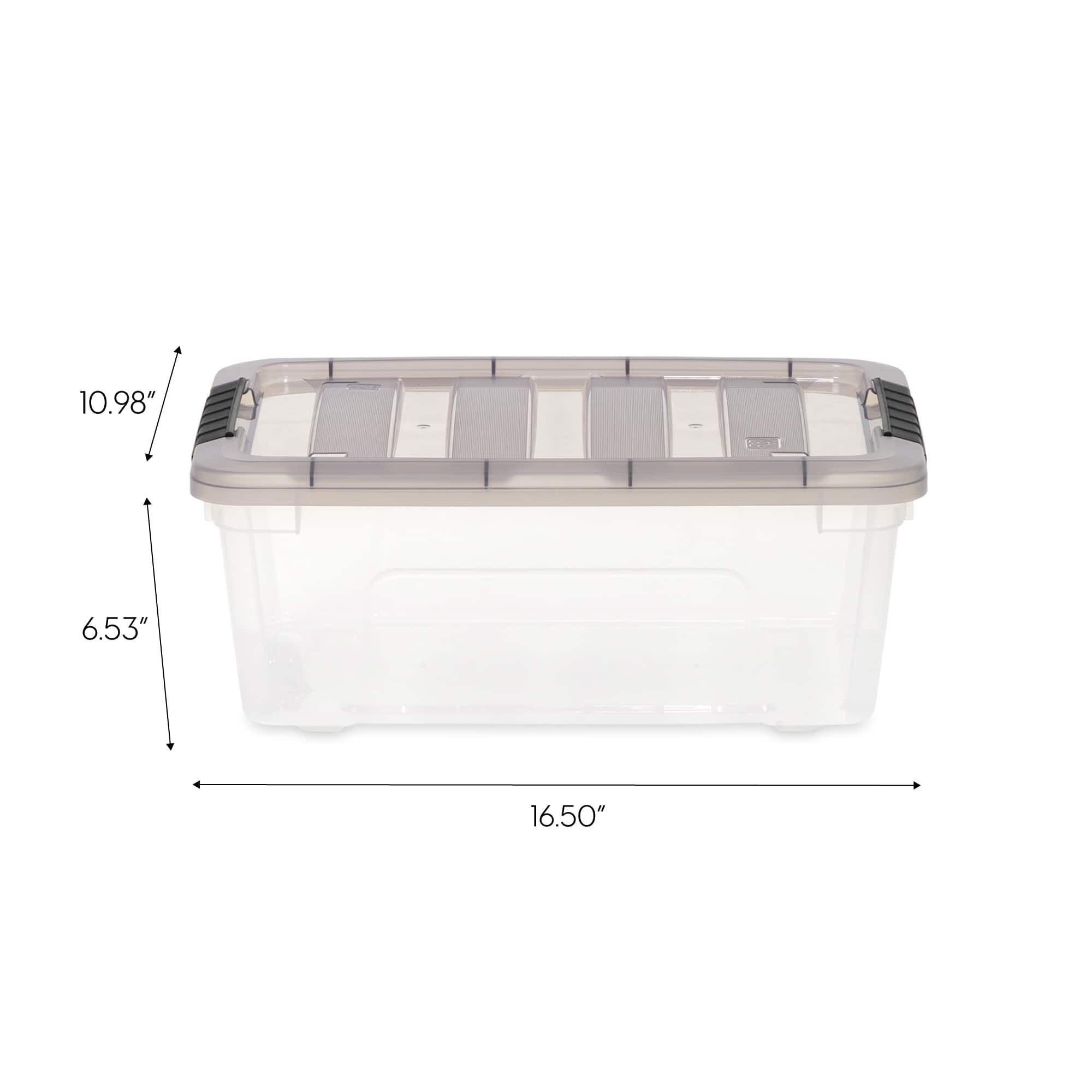 Iris 18 Gallon Stack & Pull Clear Storage Box, Lid Gray, Pack of 3