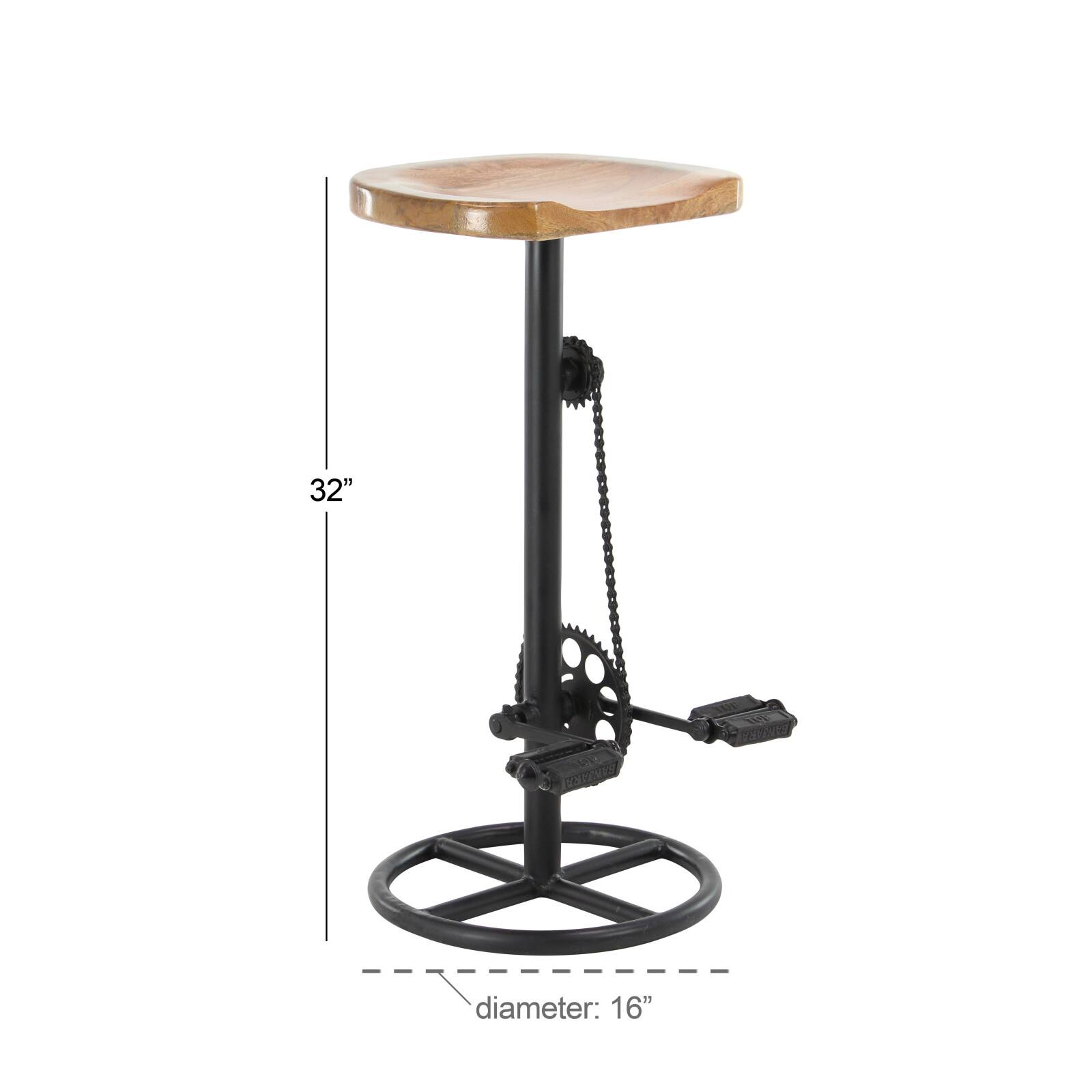 32&#x22; Brown Iron Industrial Bar Stool