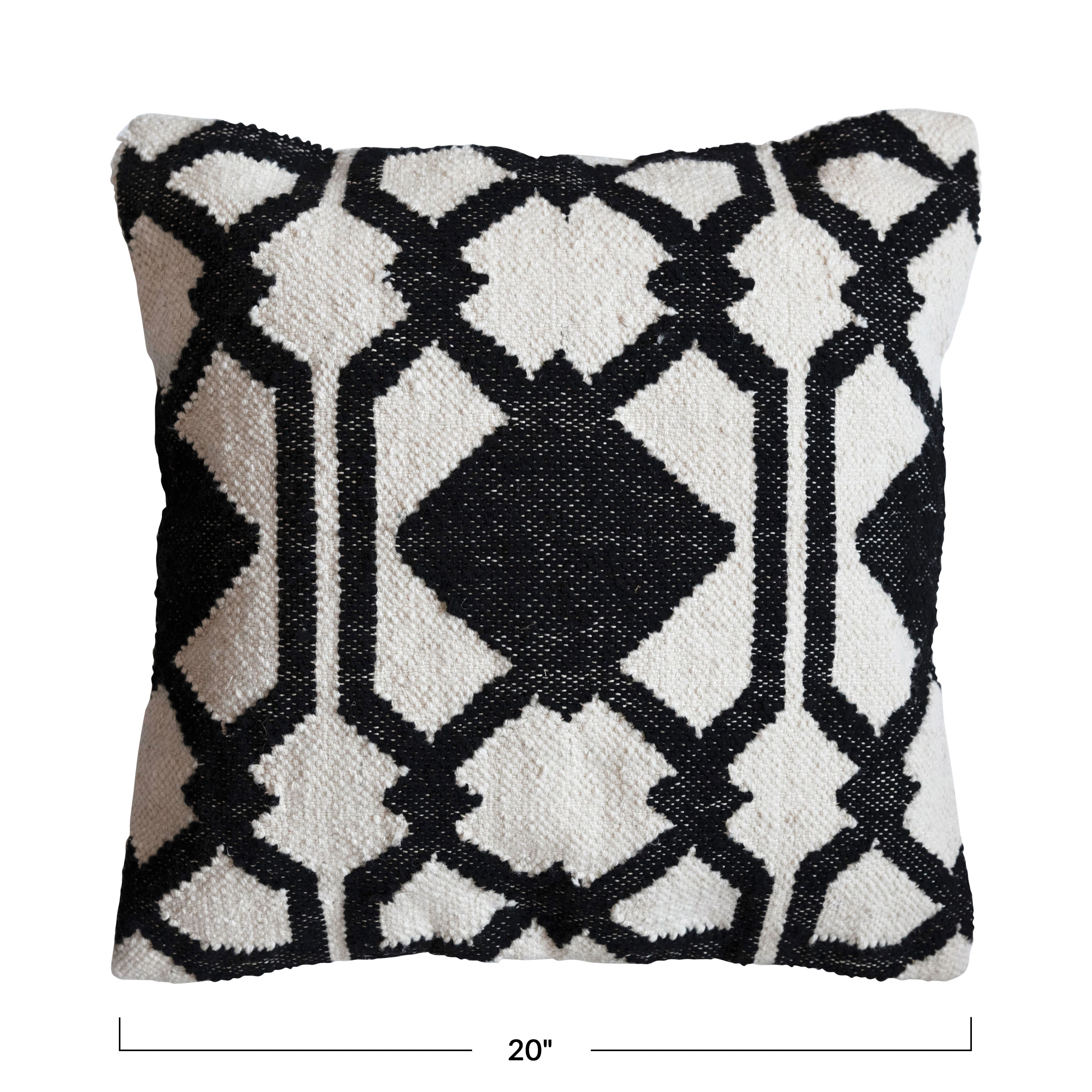 Hello Honey&#xAE; Black &#x26; White Pattern Woven Wool &#x26; Cotton Pillow