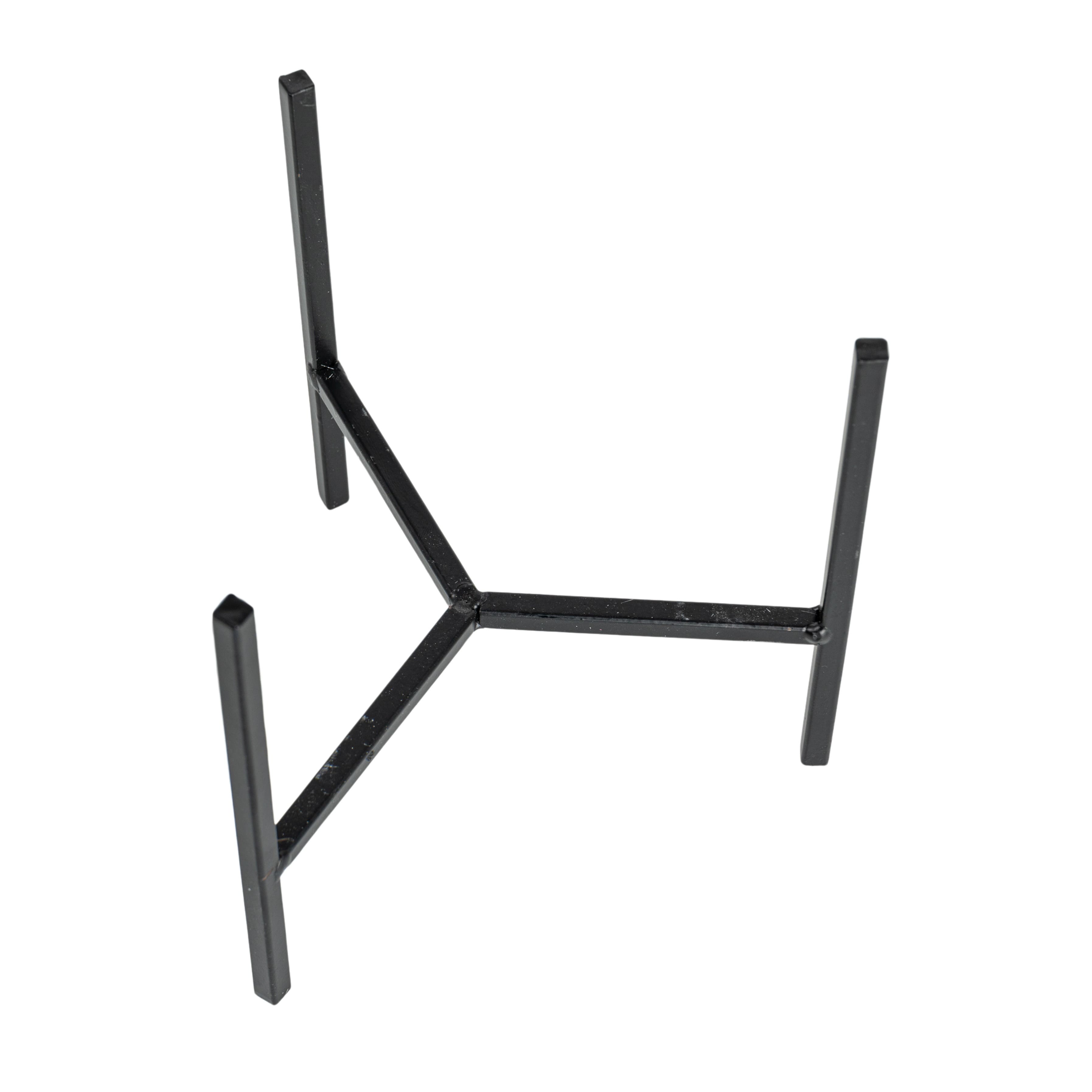 Hello Honey&#xAE; 8&#x22; White Stoneware Flower Pot with Black Metal Stand