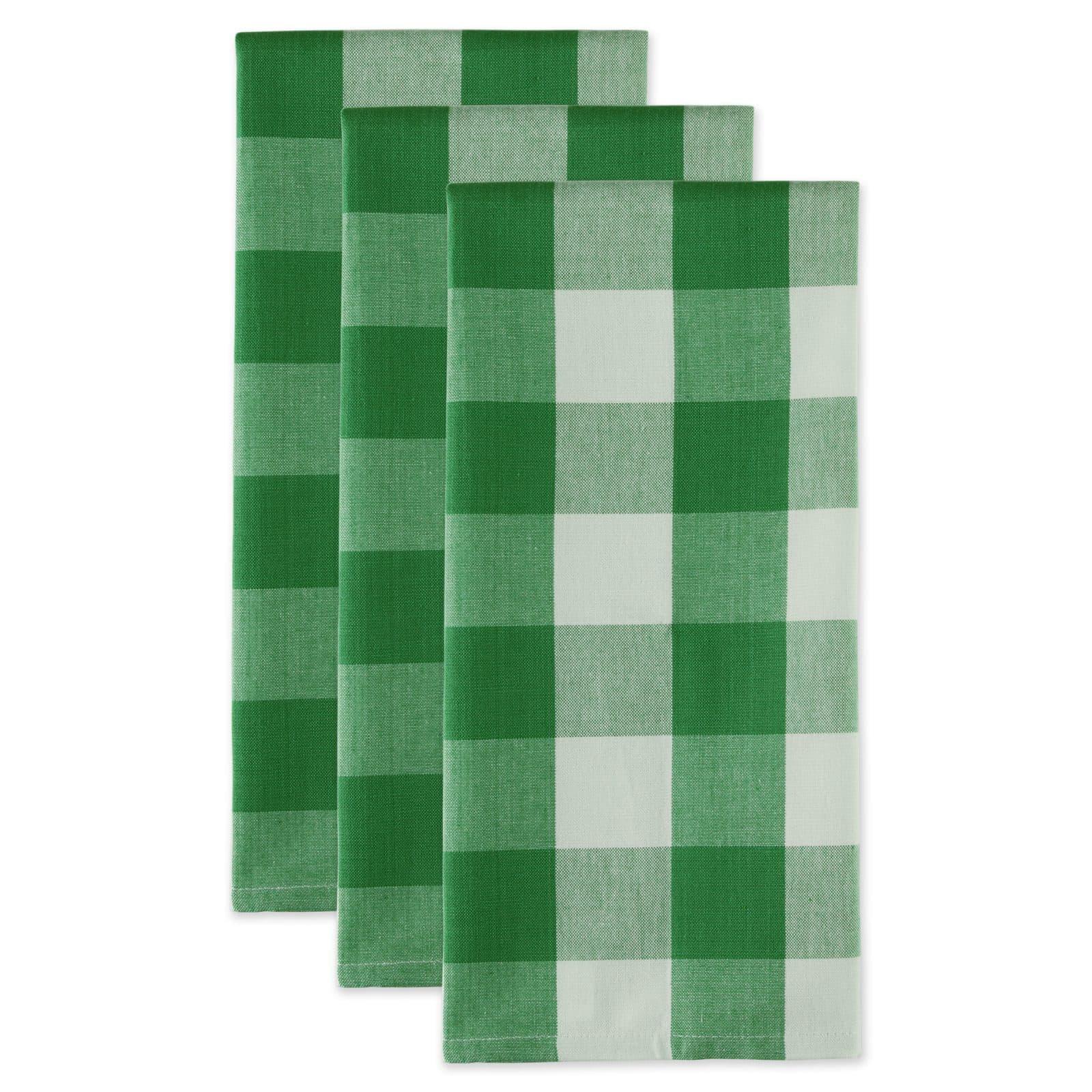 DII® Shamrock Green Buffalo Check Dishtowels, 3ct.