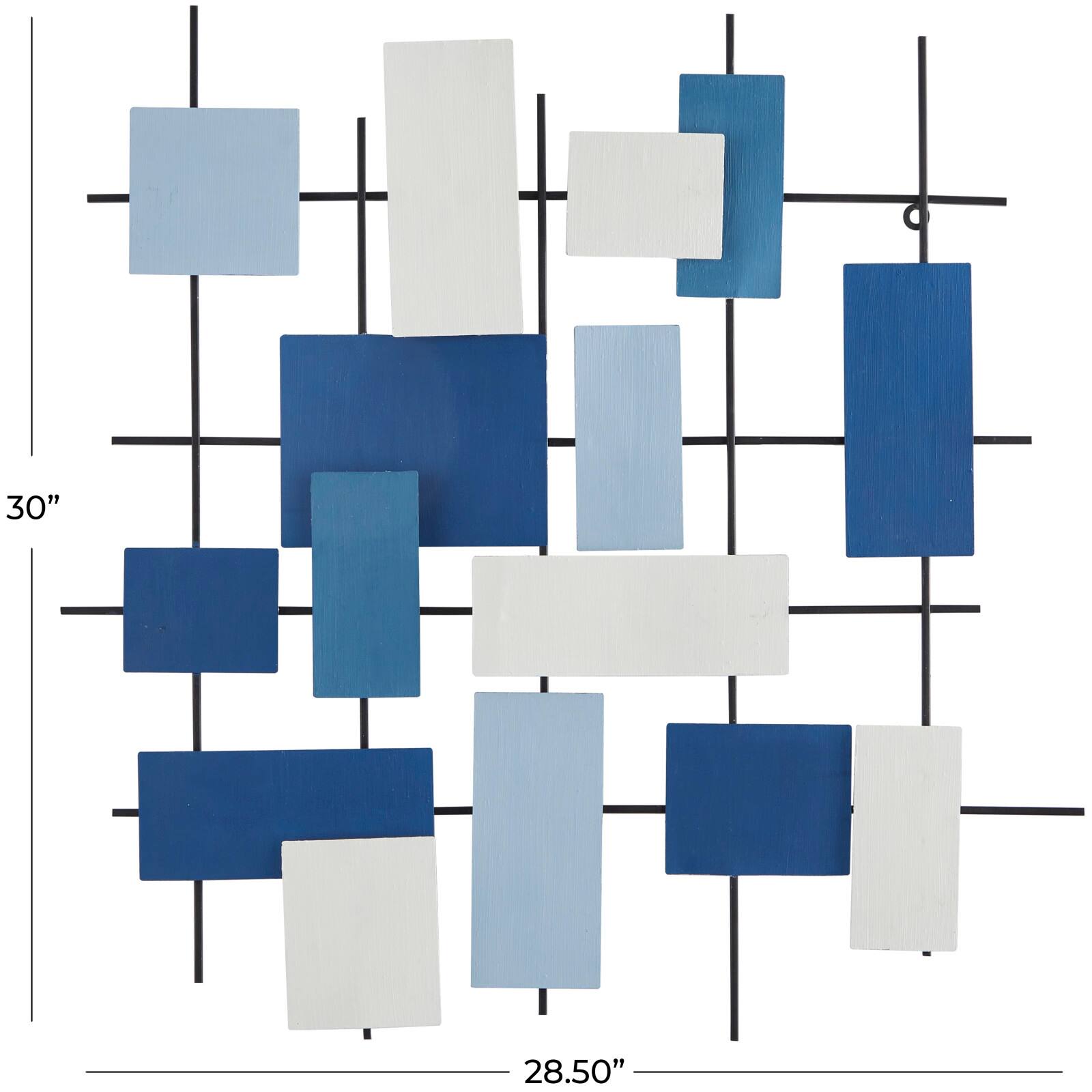 CosmoLiving by Cosmopolitan Blue Metal Overlapping Stripes Geometric Wall Decor 29" x 2" x 30"