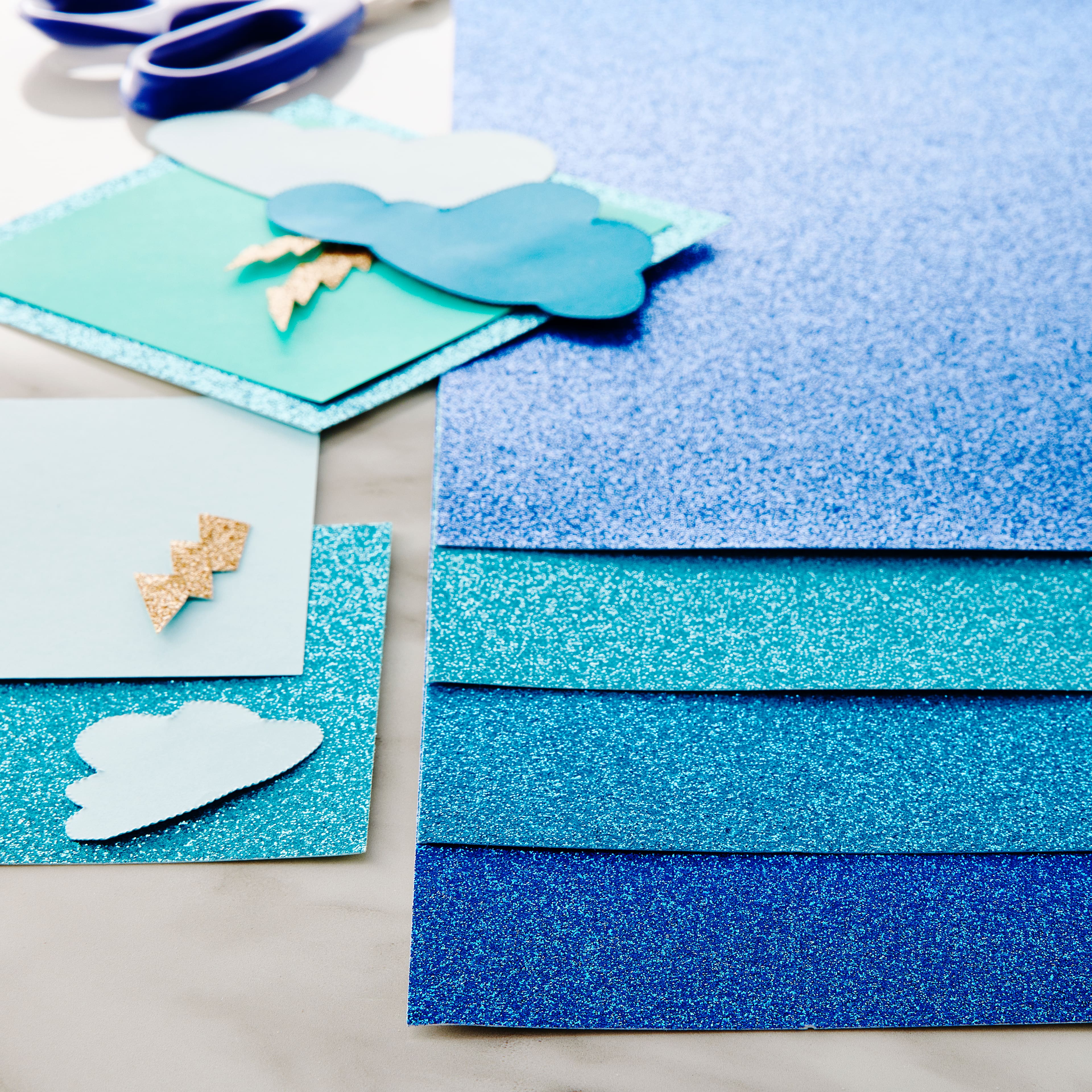Glitter Blues Cardstock Paper Pad by Recollections&#x2122;, 12&#x22; x 12&#x22;