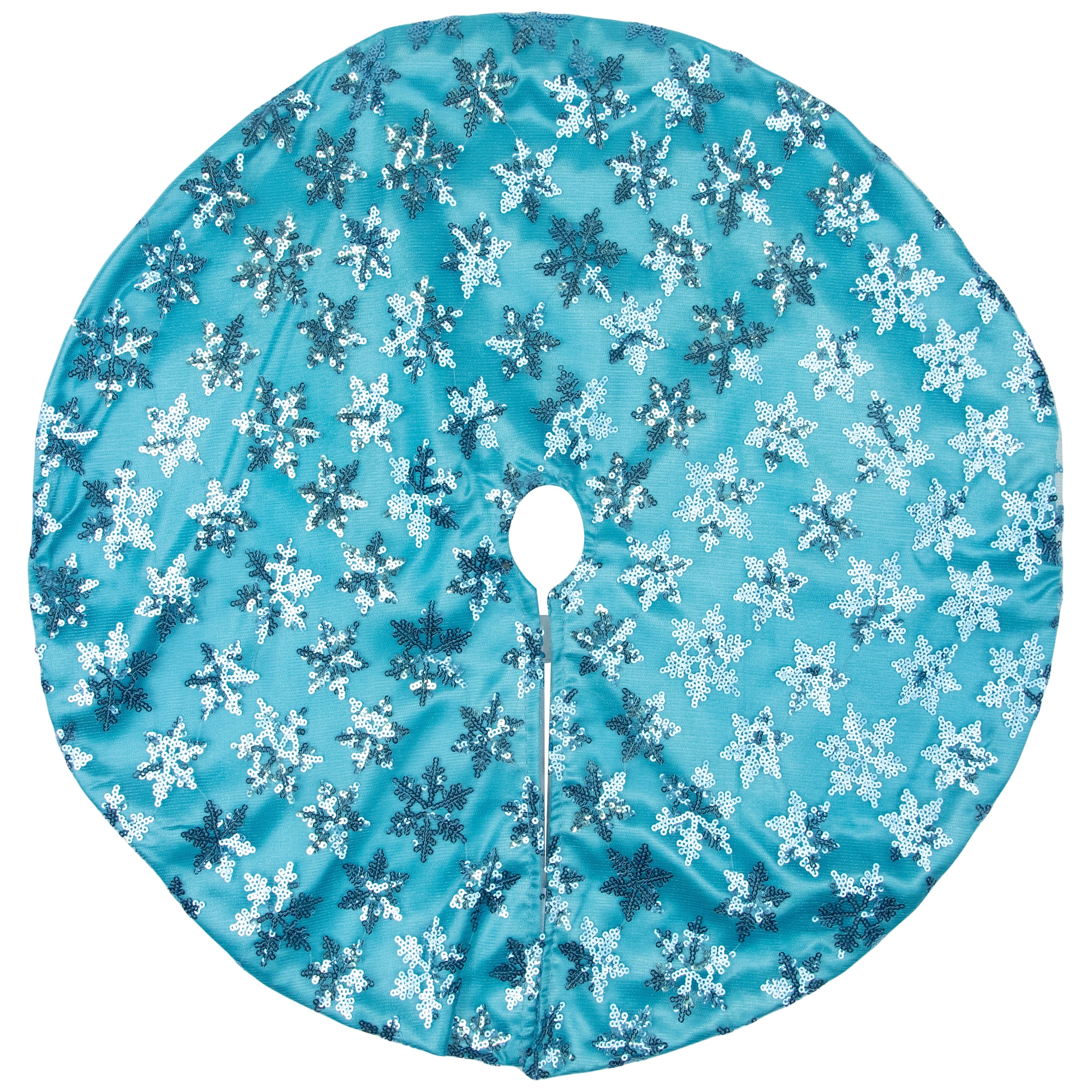 20" Blue Sequin Snowflake Pattern Mini Christmas Tree Skirt