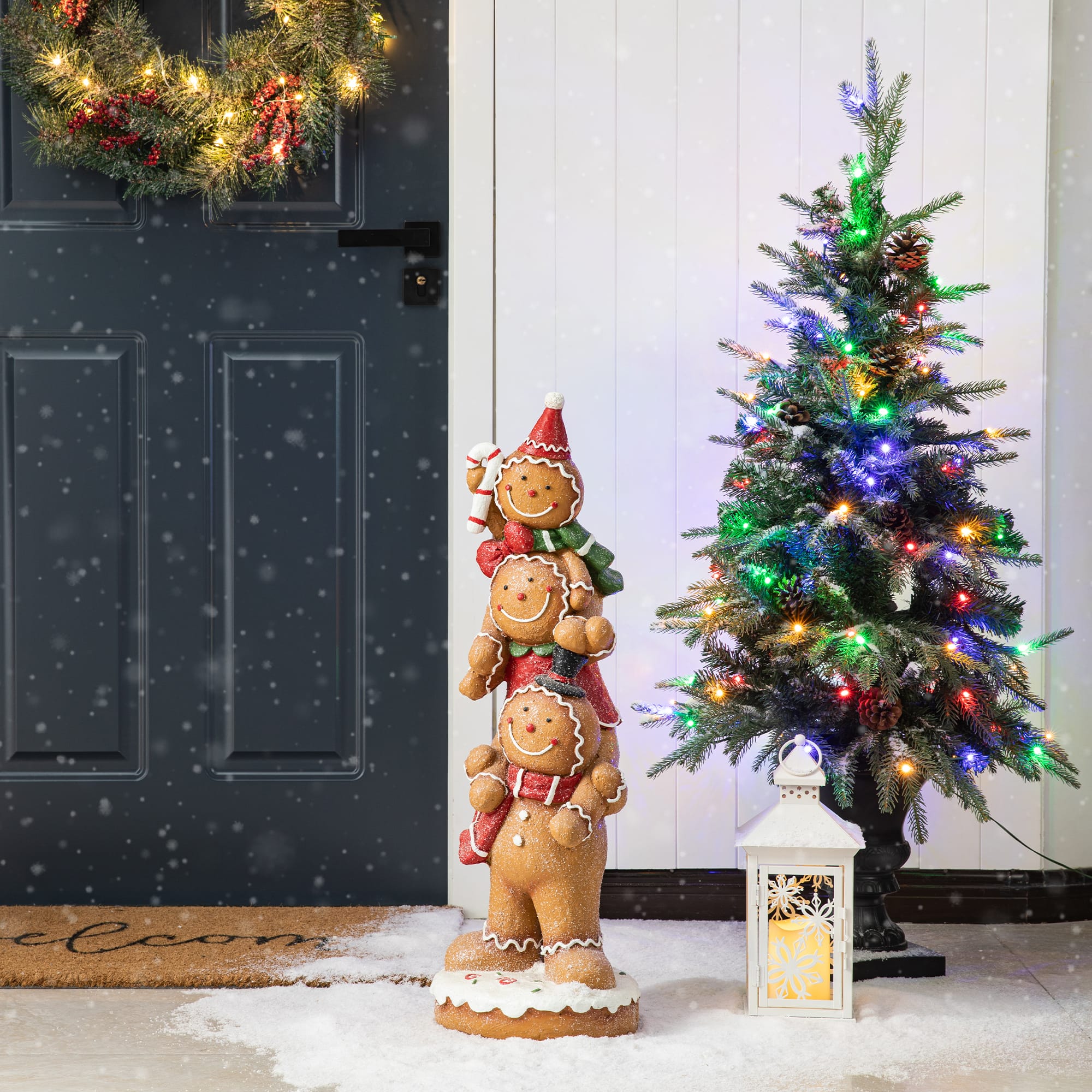Glitzhome&#xAE; 29.25&#x22; Christmas Stacked Gingerbread Man Porch D&#xE9;cor